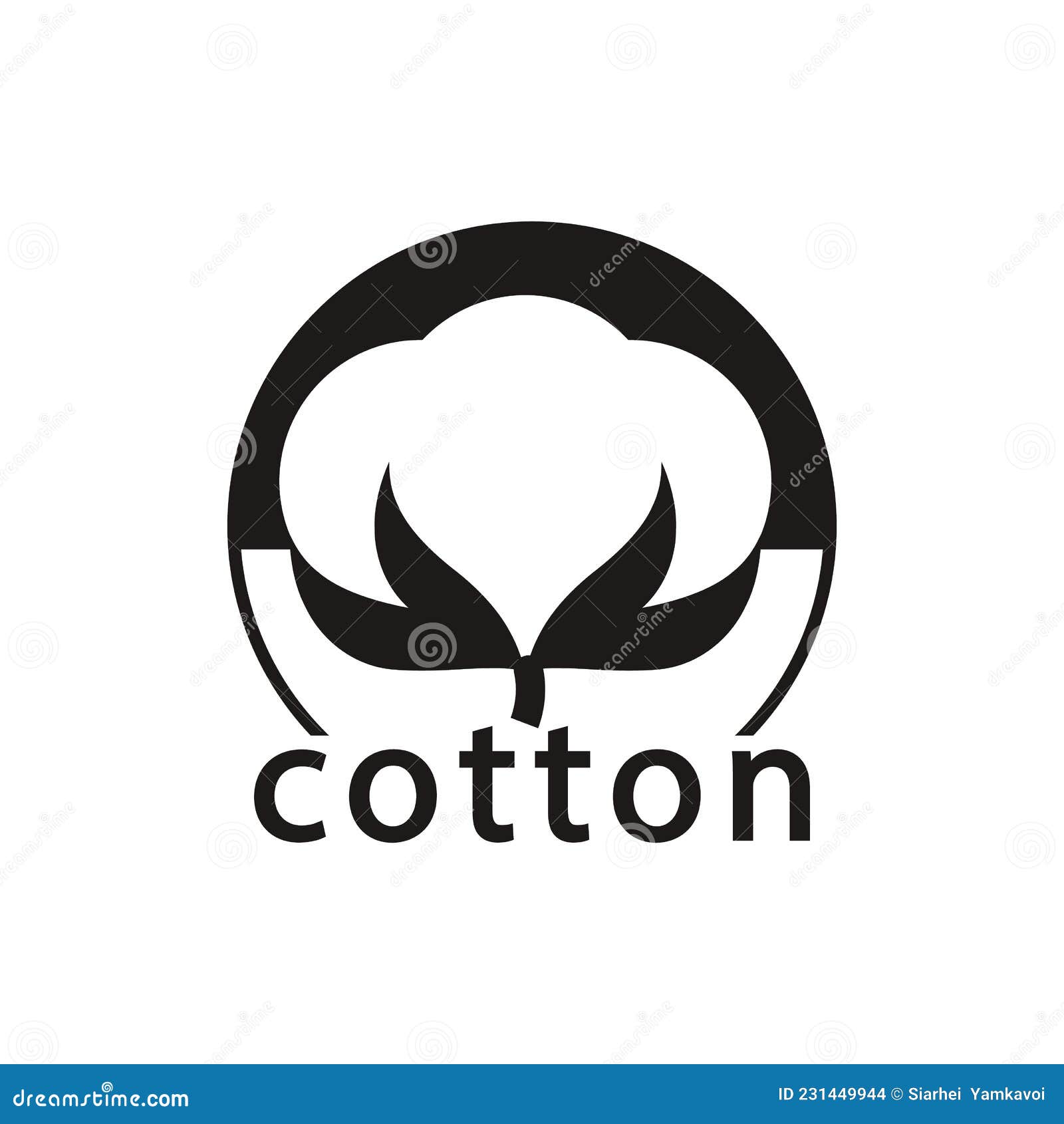 Organic Cotton Flower Round Logo. Vector Label and Icon on Blank ...