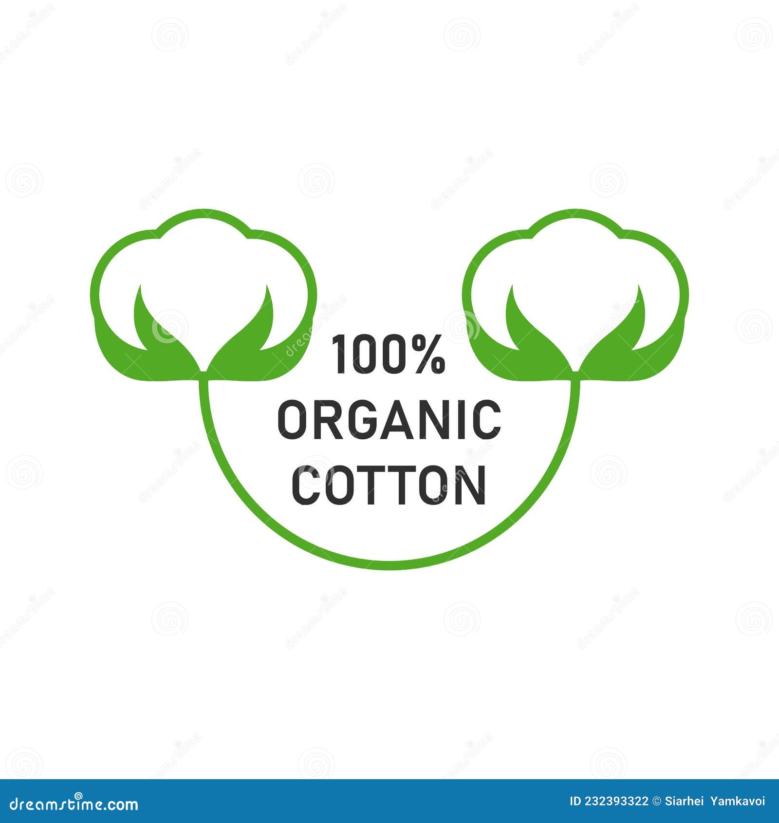 Organic Cotton Flower Round Logo. Vector Label and Icon on Blank ...