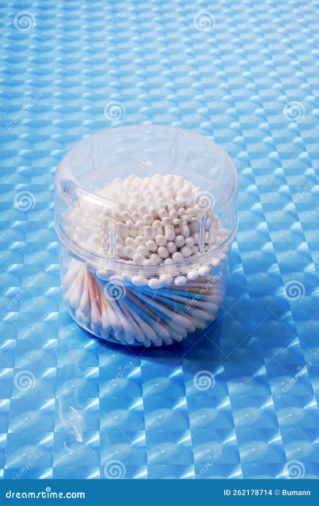 Organic Cotton Swabs Made from Organic Cotton Wool in a Plastic Box