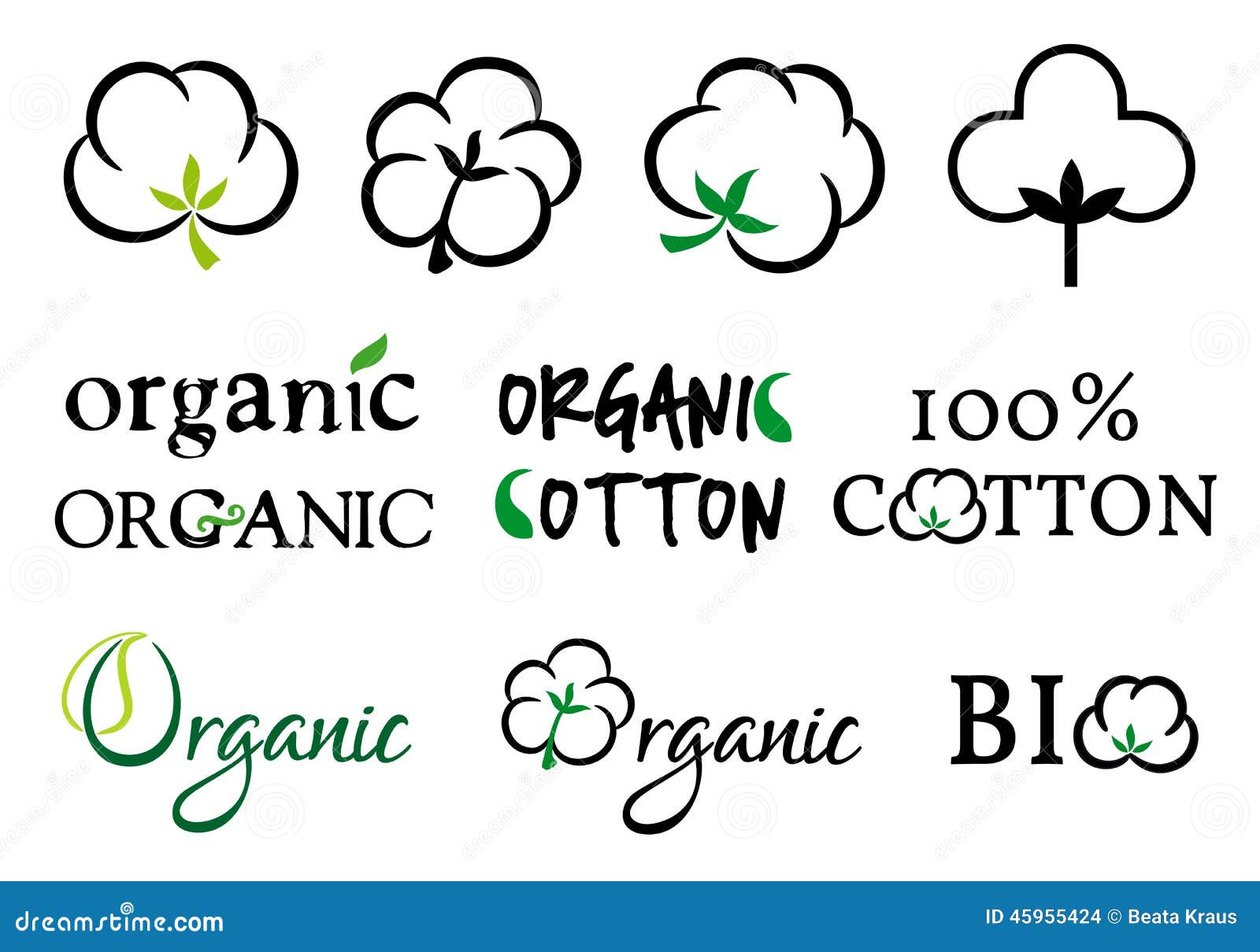 Organic Cotton, Vector Set Stock Vector Image 45955424