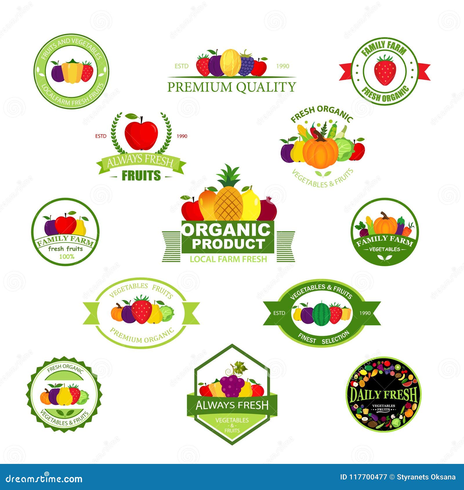 Organic Farming Products Vector Labels, Emblems, Badges, Logos ...