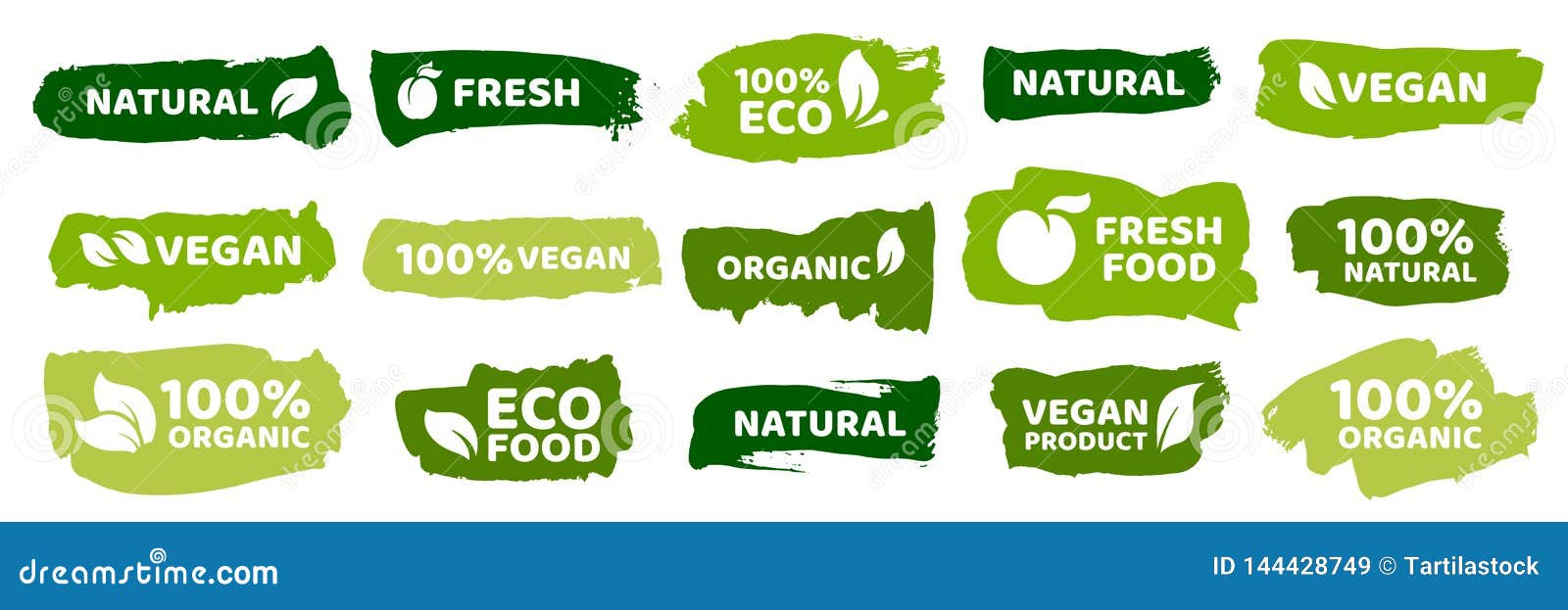 organic food labels. fresh eco vegetarian products, vegan label and healthy foods badges  set