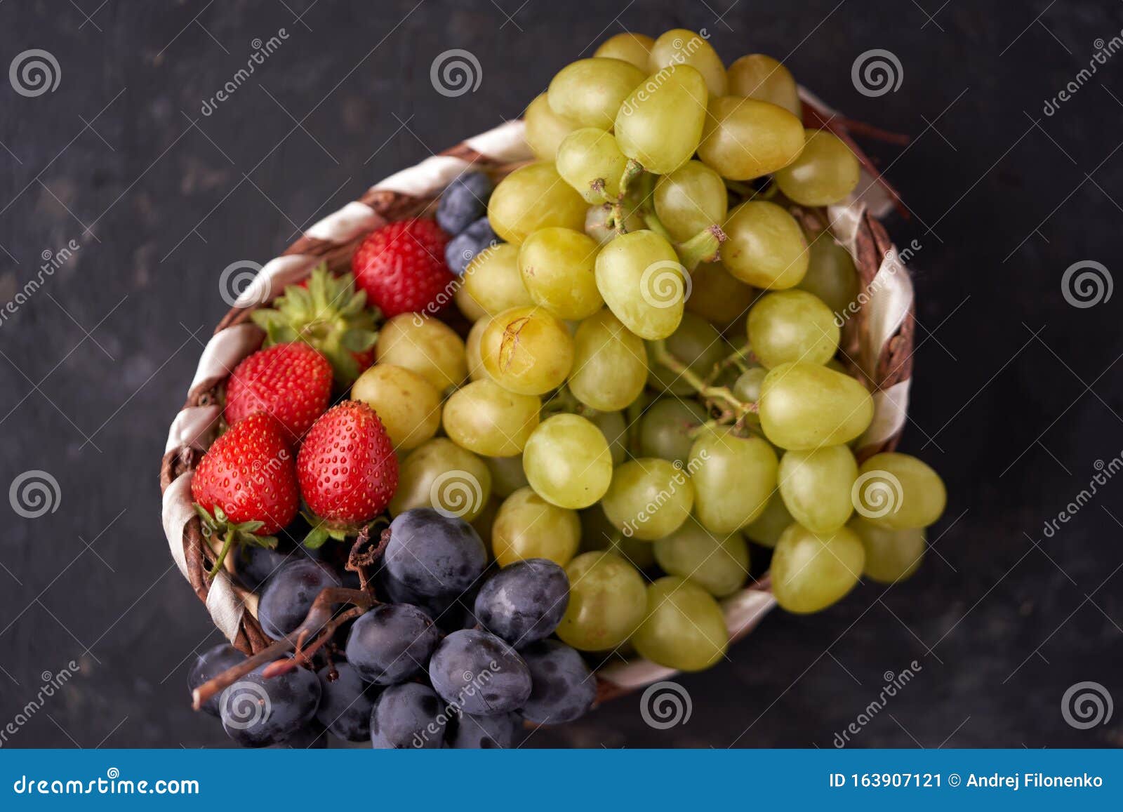 Organic Fresh Berries of Green Grapes, Strawberries, Raspberries, Blue ...