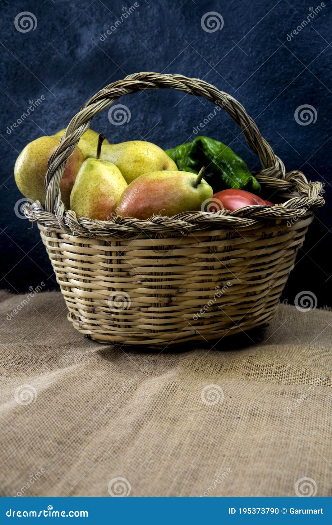 Organic Fruits and Vegetables on a Cane Basket Stock Photo Image of