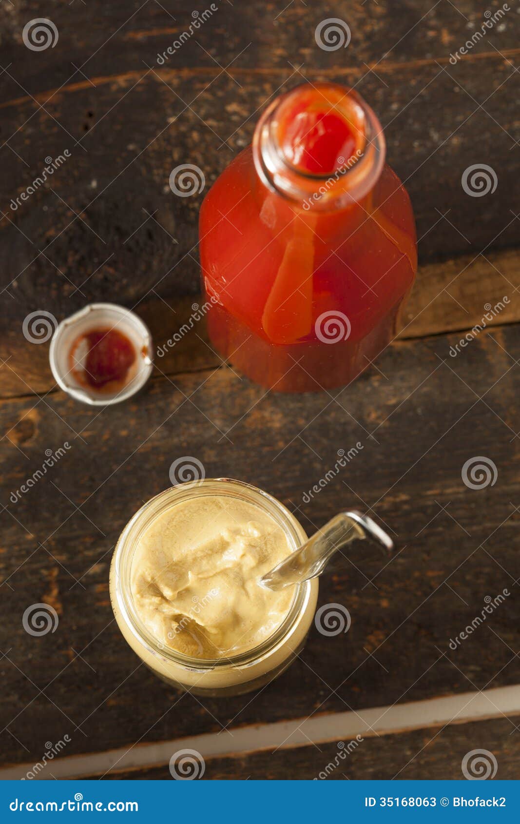 Organic Healthy Ketchup and Mustard Stock Image Image of bottled