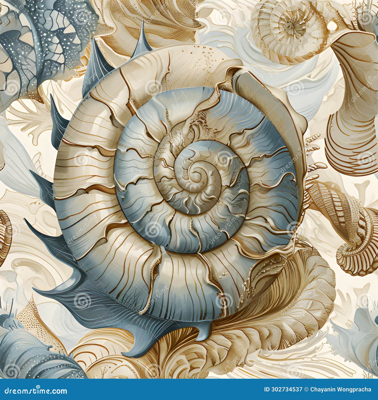 organic pattern inspired by the intricate textures of a weathered seashell. ai generated