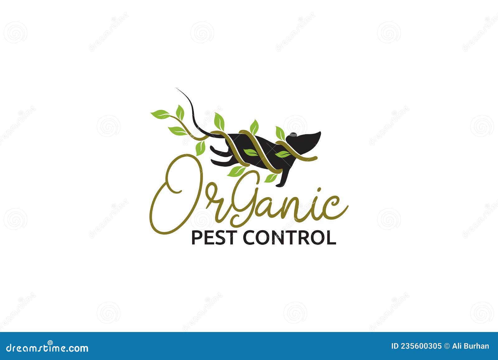 Organic Pest Control Logo with a Mouse Wrapped Around a Plant Stock