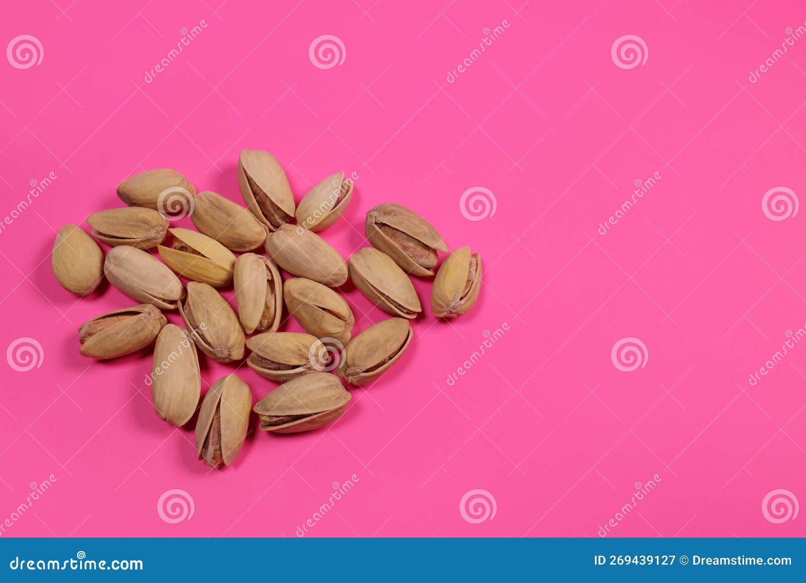 Organic Pistachios Nuts in Shell on Pink Background Stock Image Image