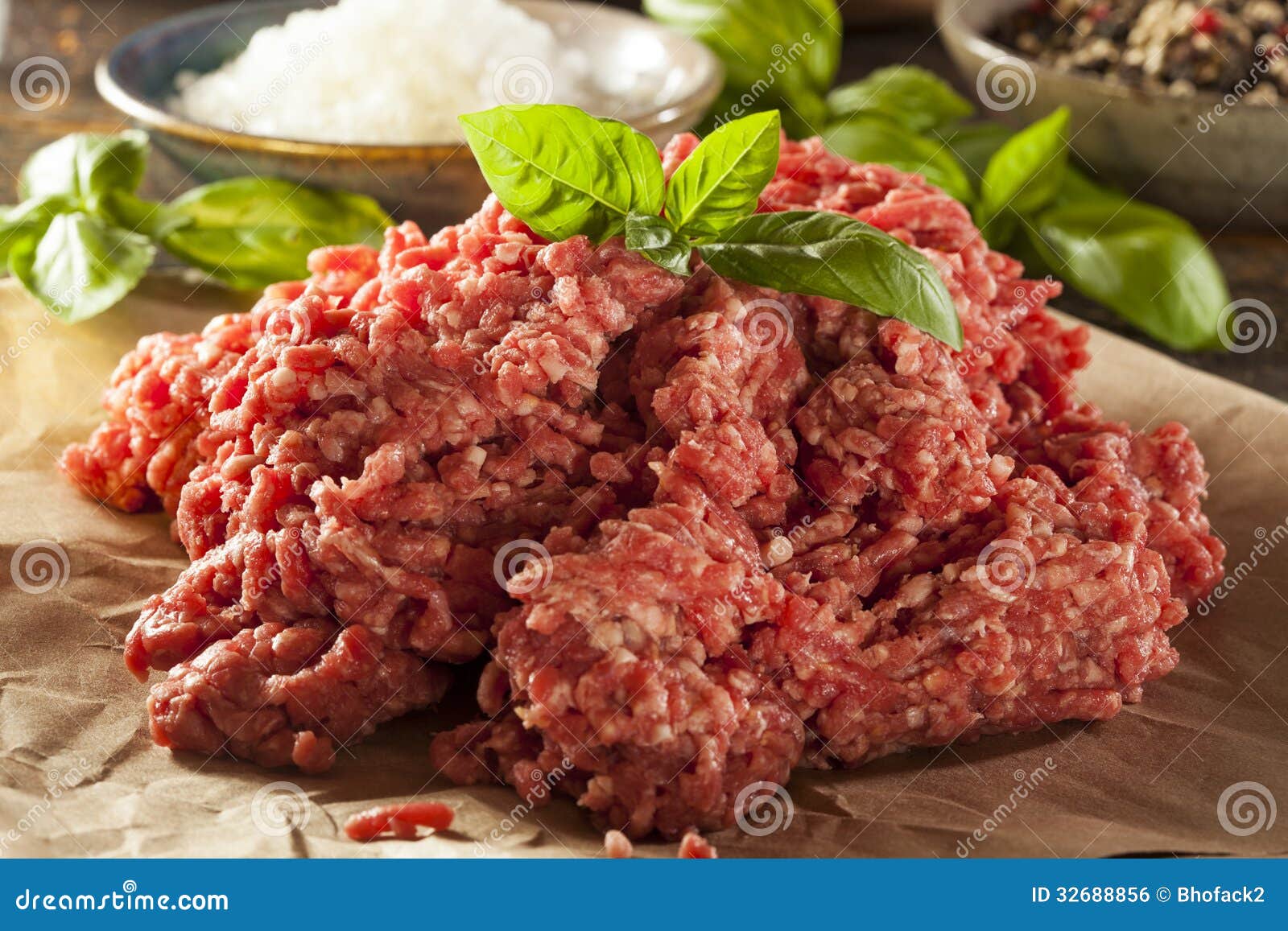 Organic Raw Grass Fed Ground Beef Stock Photo Image of pork, chop