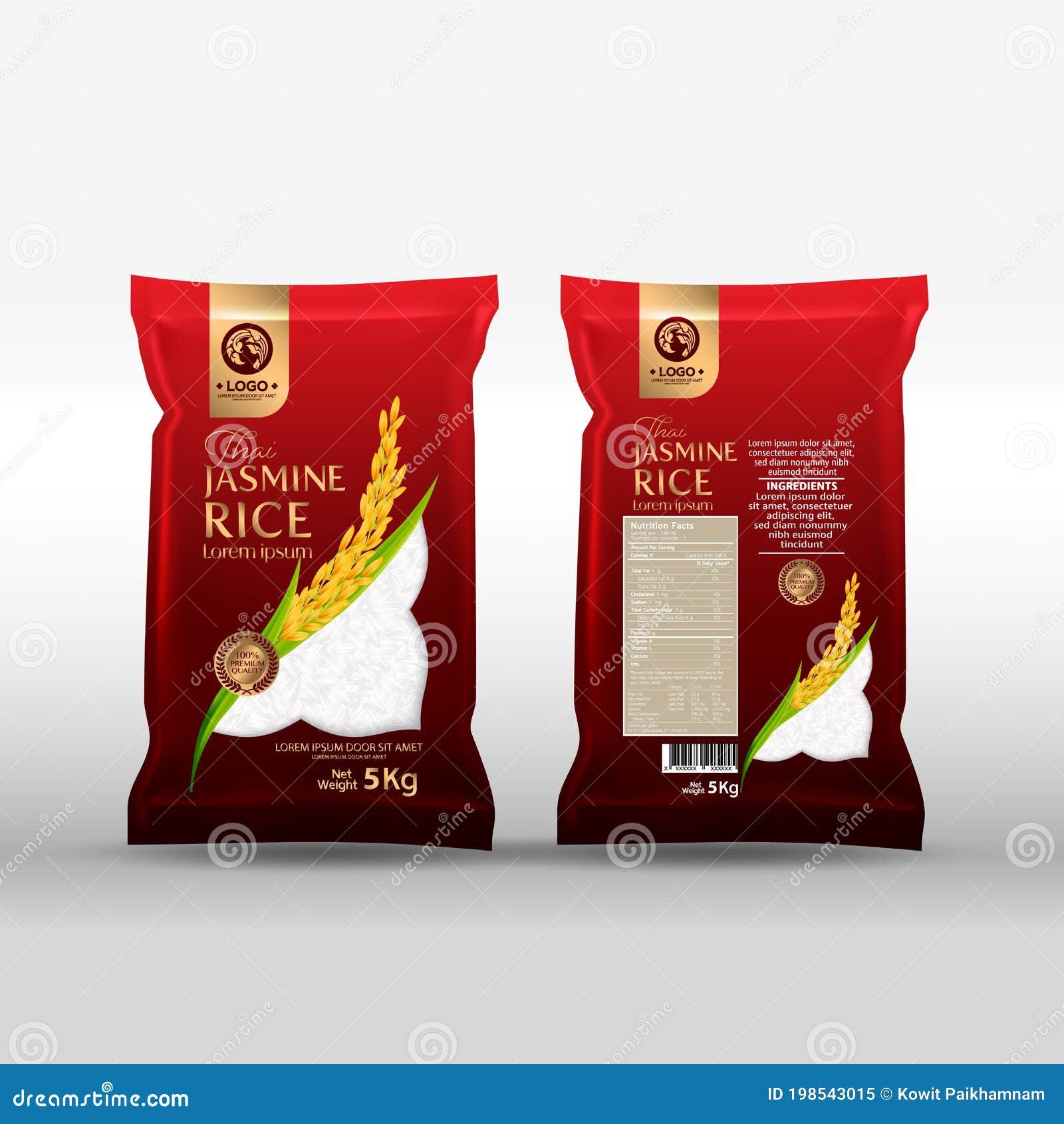 Download Rice Package Mockup Thailand Food Products, Vector ...