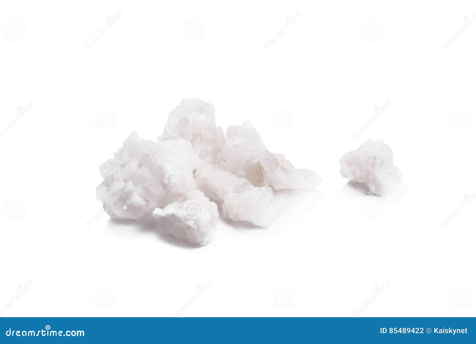 Organic Sea White Salt Tablets on White Background. Stock Photo Image