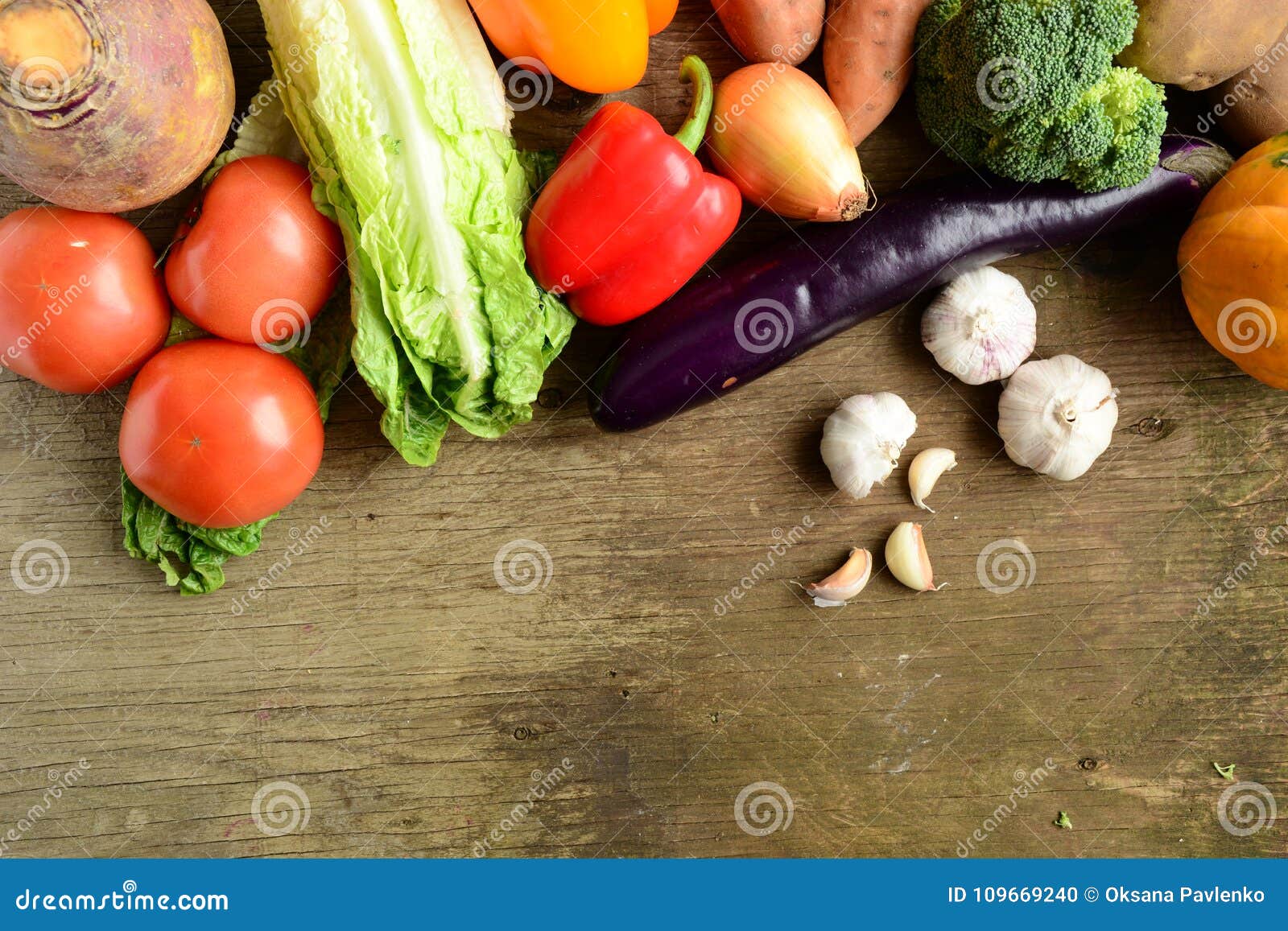 Organic Vegetables Assorted Wooden Background, Top View, Banner. Stock ...