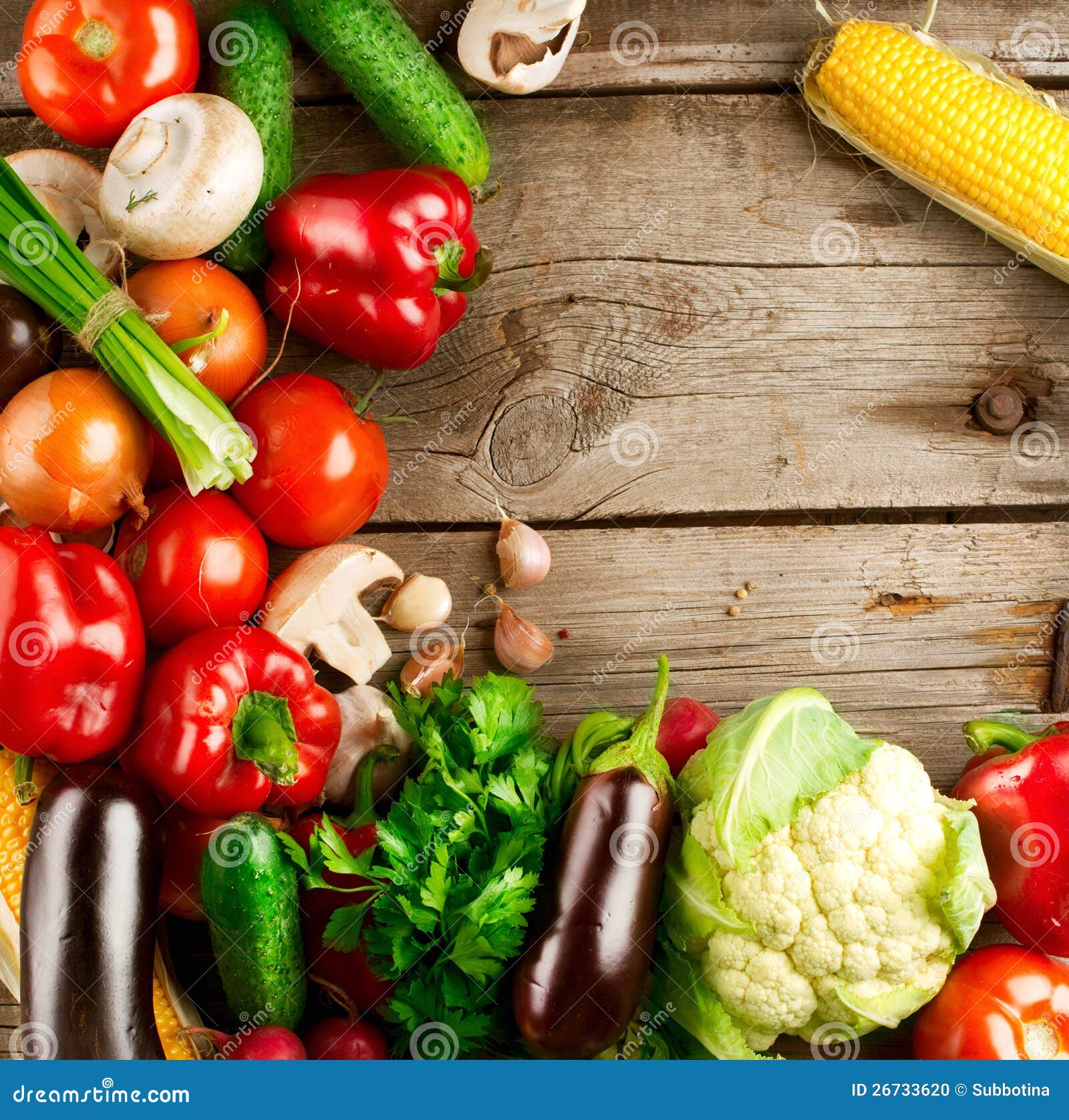 Organic Vegetables On A Wood Background Stock Photo - Image: 26733620