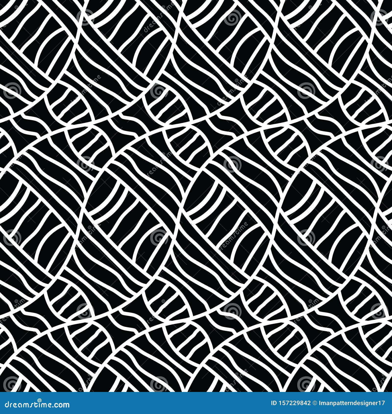 Organic Black And White Geometric Abstract Seamless Pattern Tile