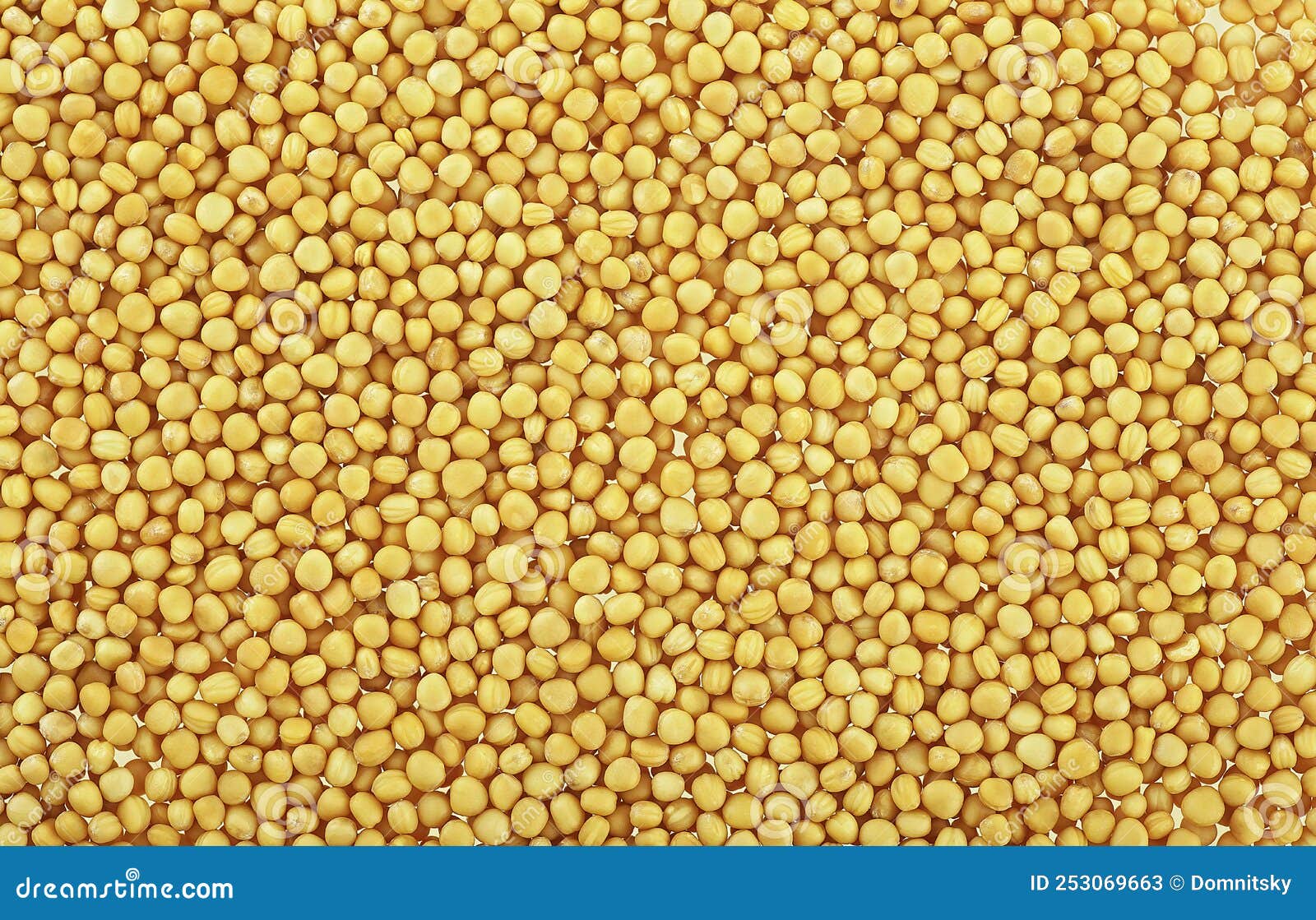Organic Yellow Mustard Seeds As Background, Top View Stock Image