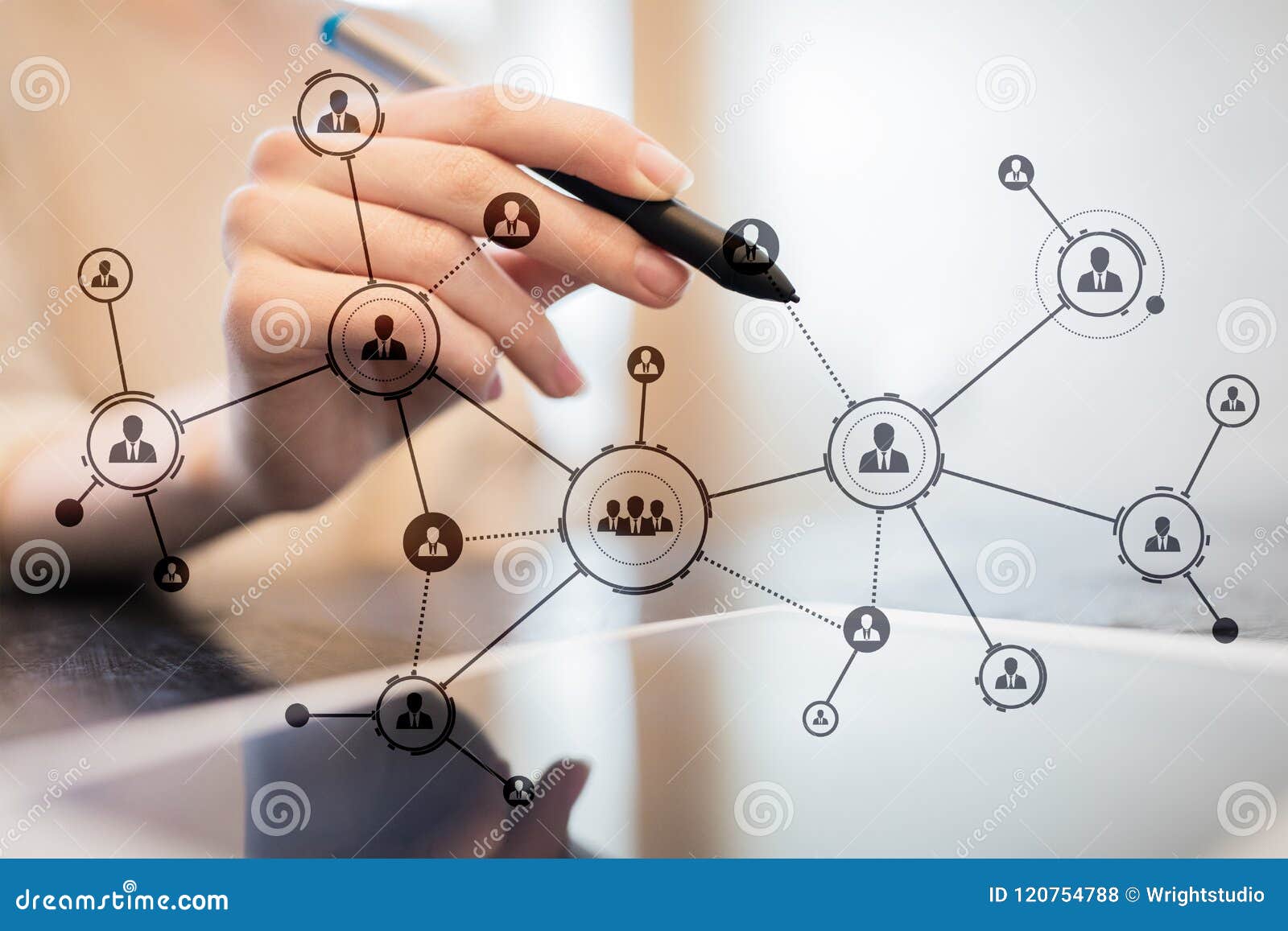 organisation structure. people`s social network. business and technology concept.
