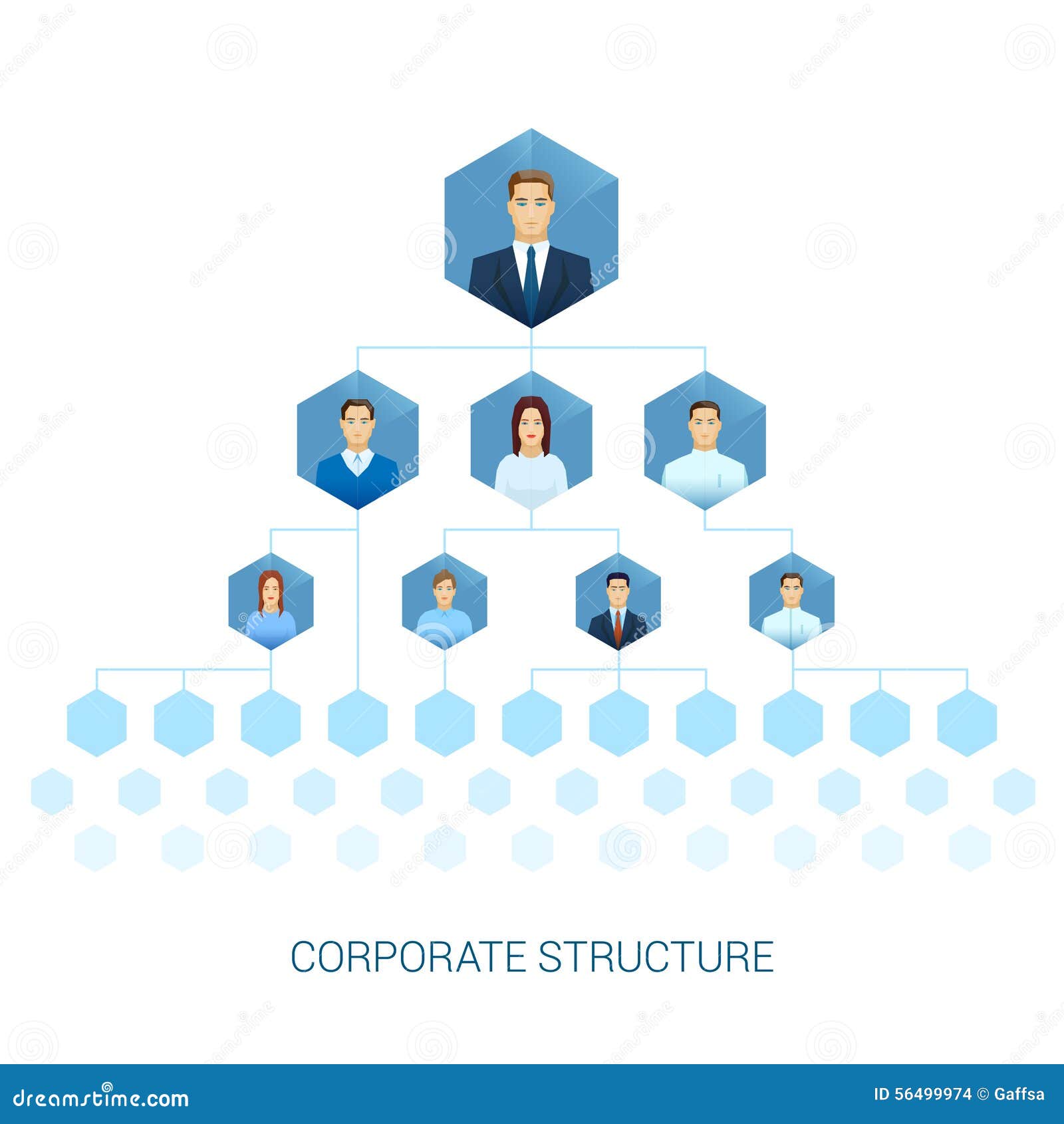 Organization Diagram Of Business Enterprise Flat Stock Vector Image