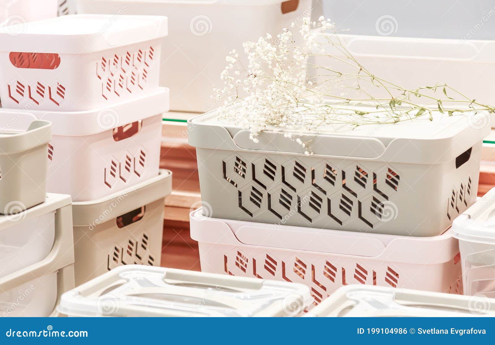 Organization Of Home Space Storage And Coziness A Lot Of Plastic Household  Goods New Clean Container Boxes With A Lid For Easy Storage Of Things  High-Res Stock Photo - Getty Images