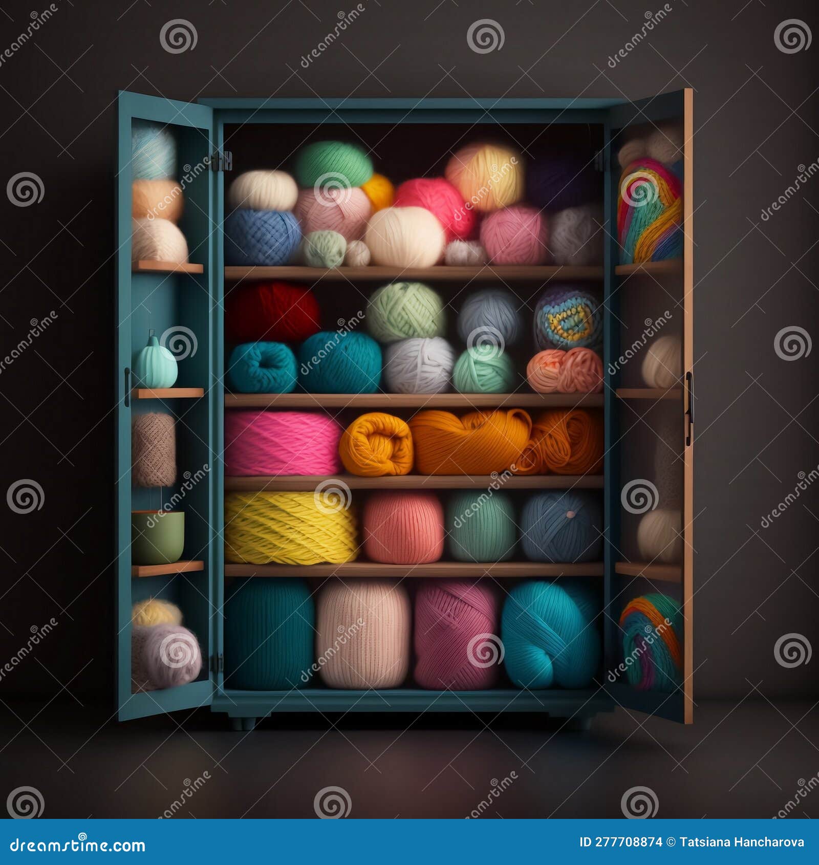 Organization and Storage of Yarn for Knitting in the Home Closet Stock