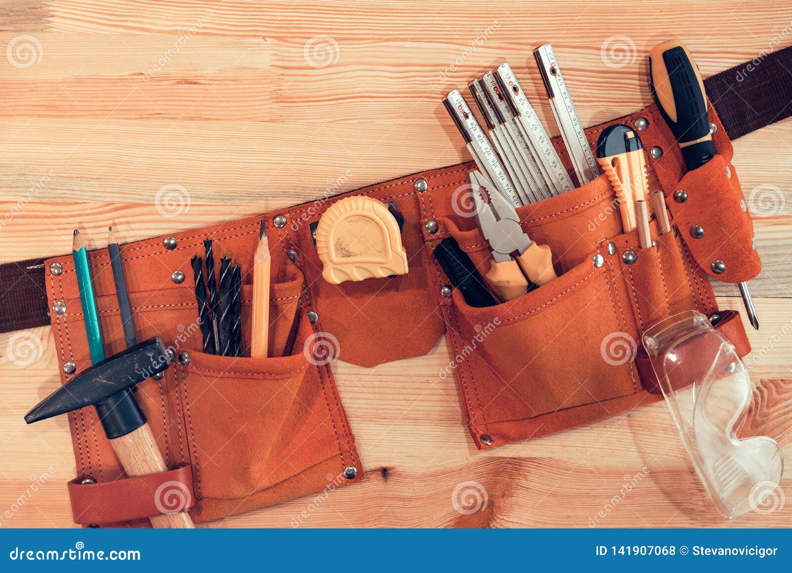 Organized Handyman Tool Belt Stock Photo Image of protective, pencils