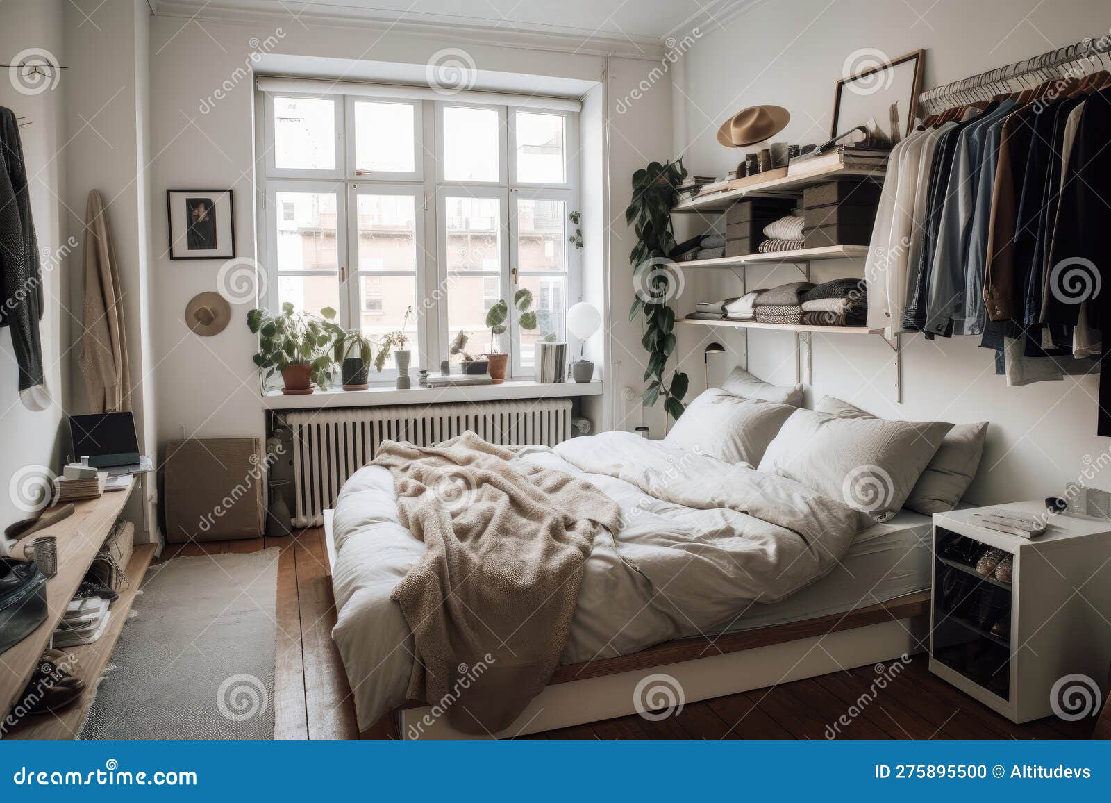 An Organized and Tidy Bedroom, with an Inviting and Cozy Vibe Stock  Illustration - Illustration of decor, generative: 275895500