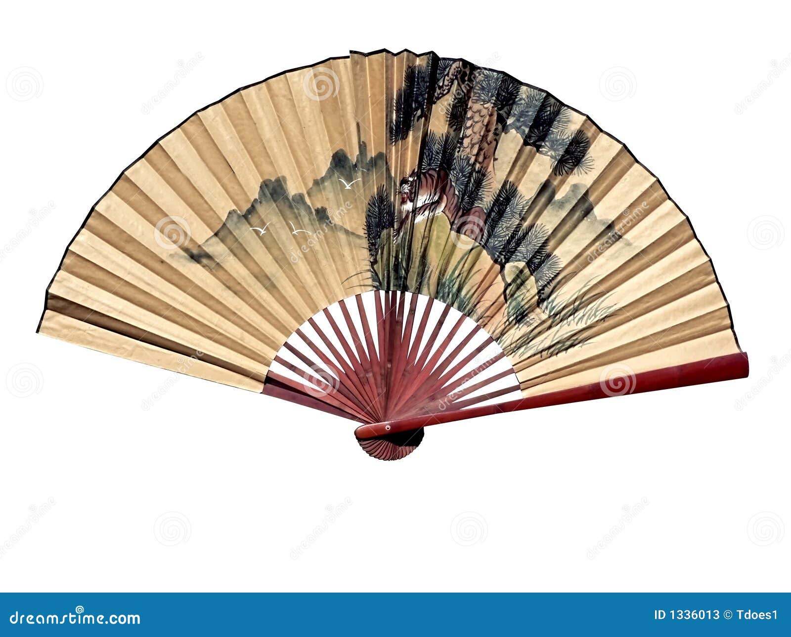 Oriental fan stock image. Image of oriental, print, tiger 1336013