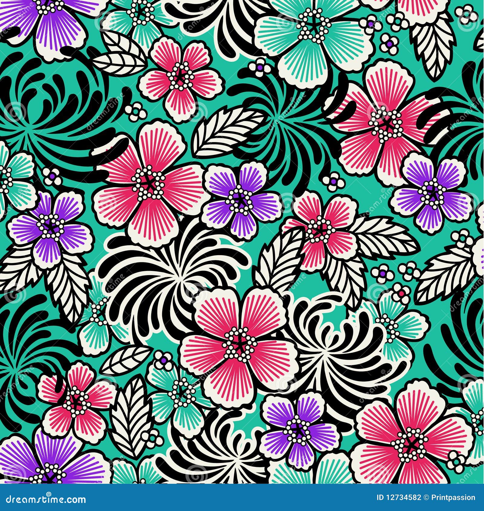 Oriental floral stock vector. Illustration of blossom 12734582