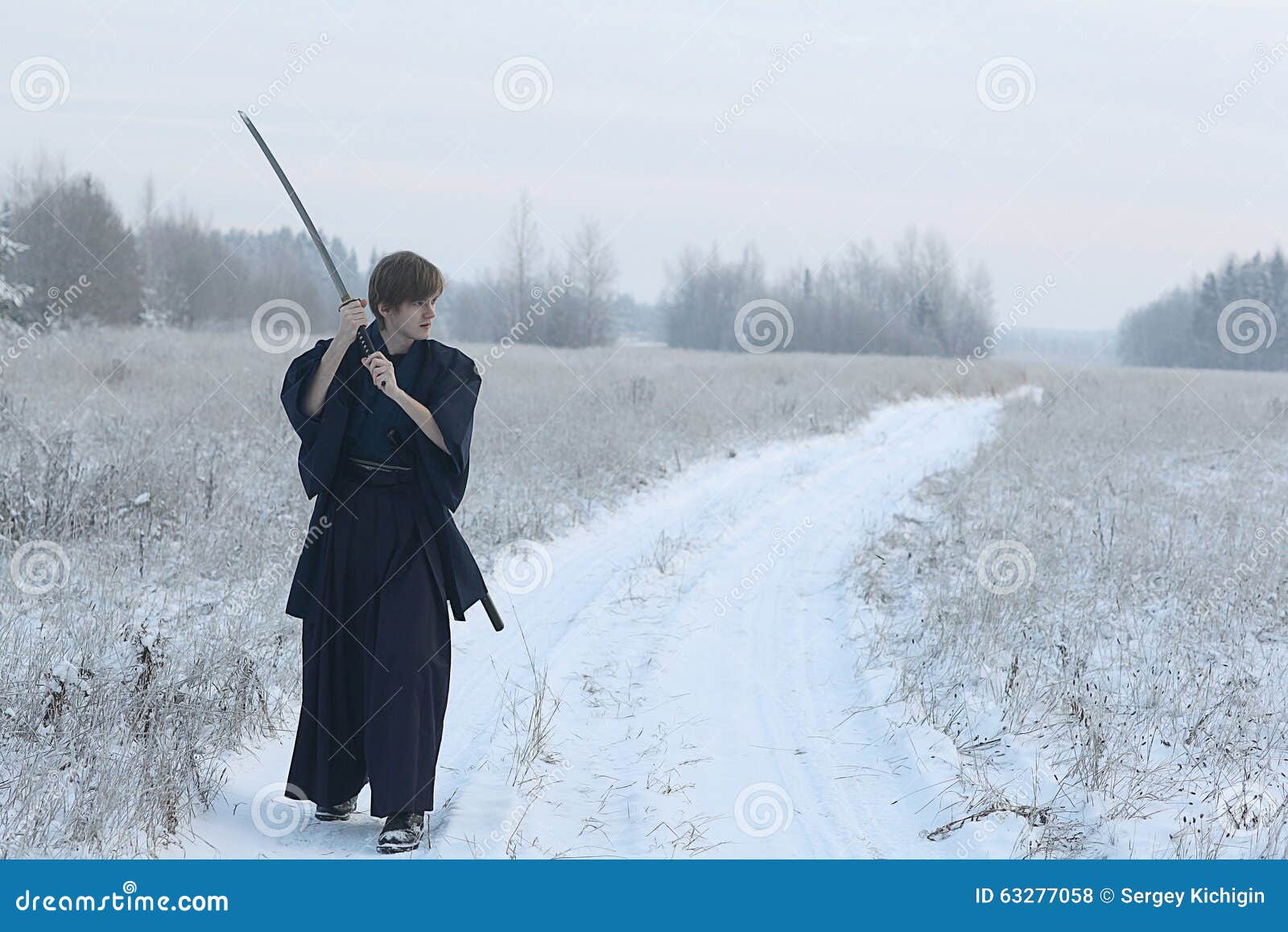 Oriental Martial Arts Warrior at Winter Training Stock Photo Image of