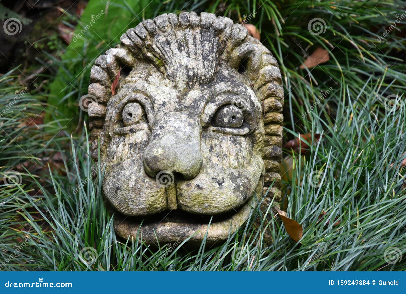 Lion sculpture in a park stock photo. Image of plant - 159249884