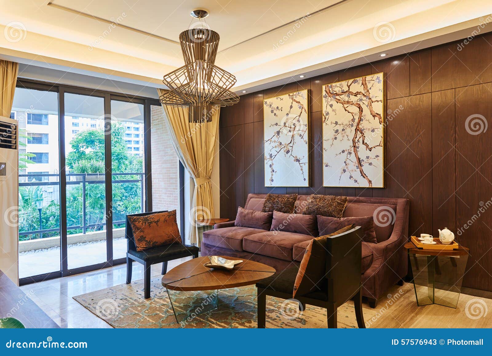 Oriental Style Luxury Living Room Stock Image - Image of comfort, china