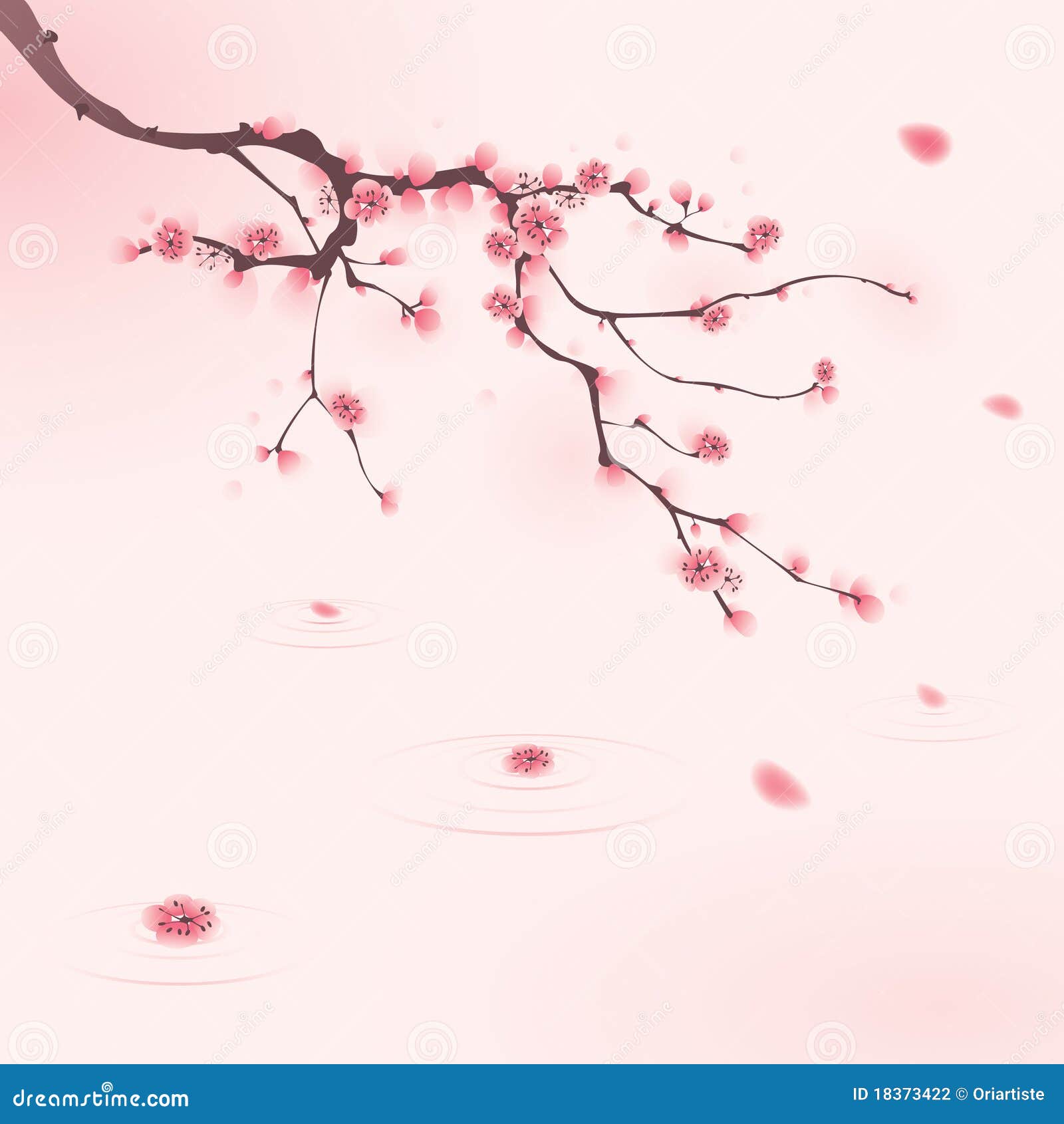 oriental style painting, cherry blossom in spring