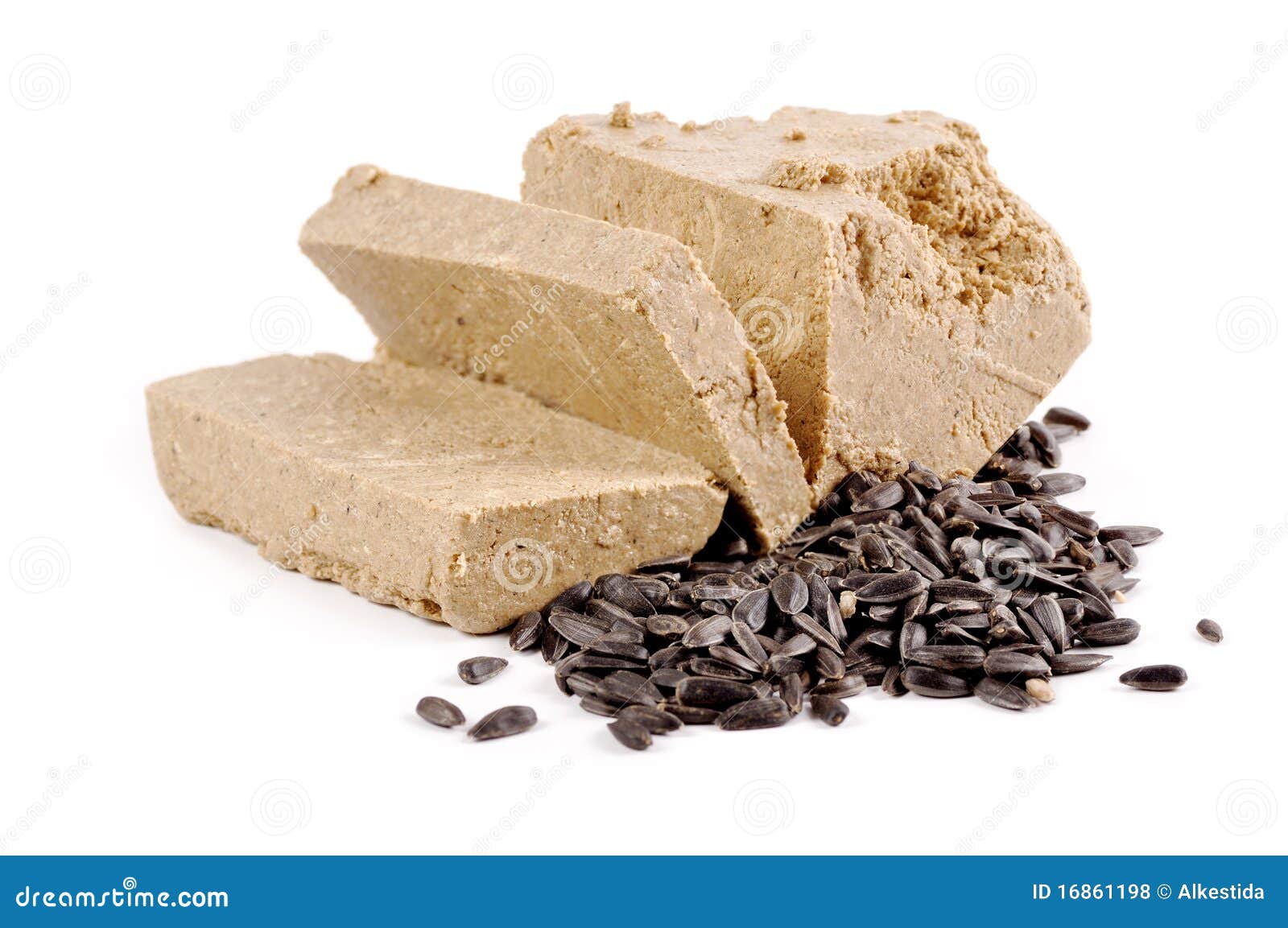 Sunflower Halva Closeup. Halva Briquette Isolated On White Background