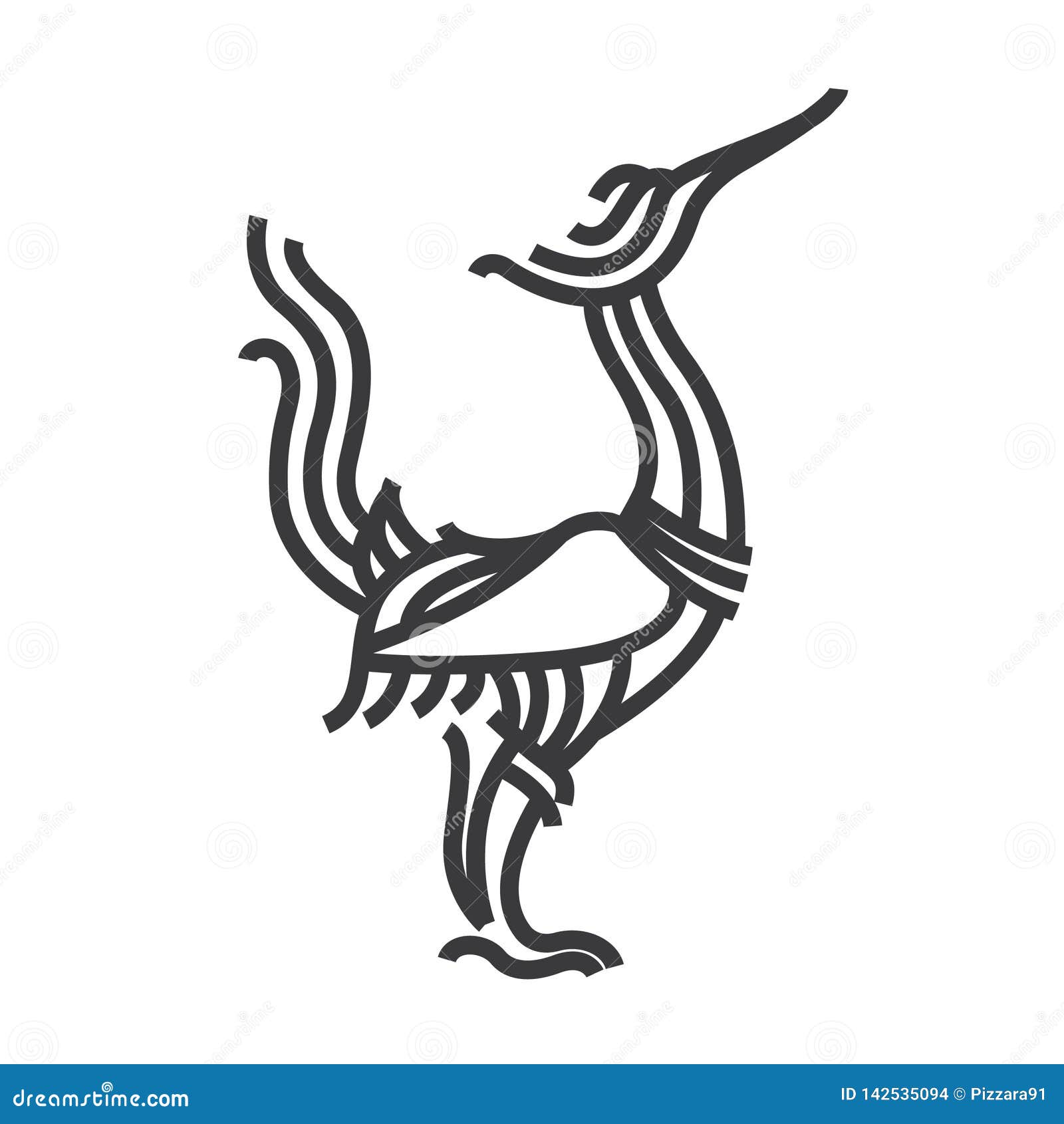 oriental thai swan art style. line  illustrate.