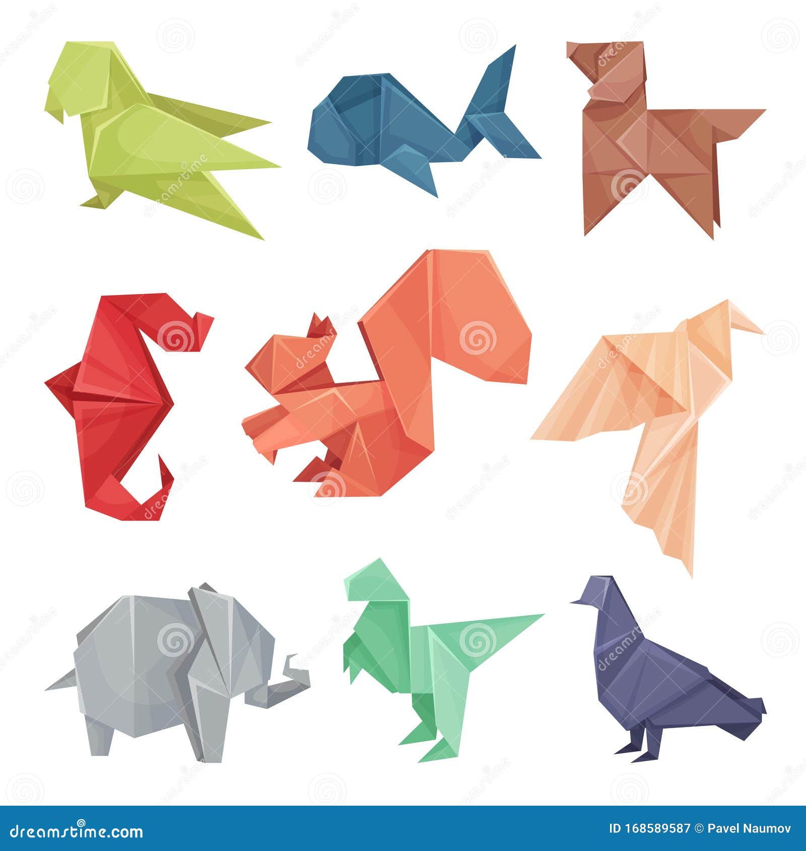 Origami Animals Vector Set. Colorful Art of Paper Folding Stock Vector -  Illustration of creative, elephant: 168589587