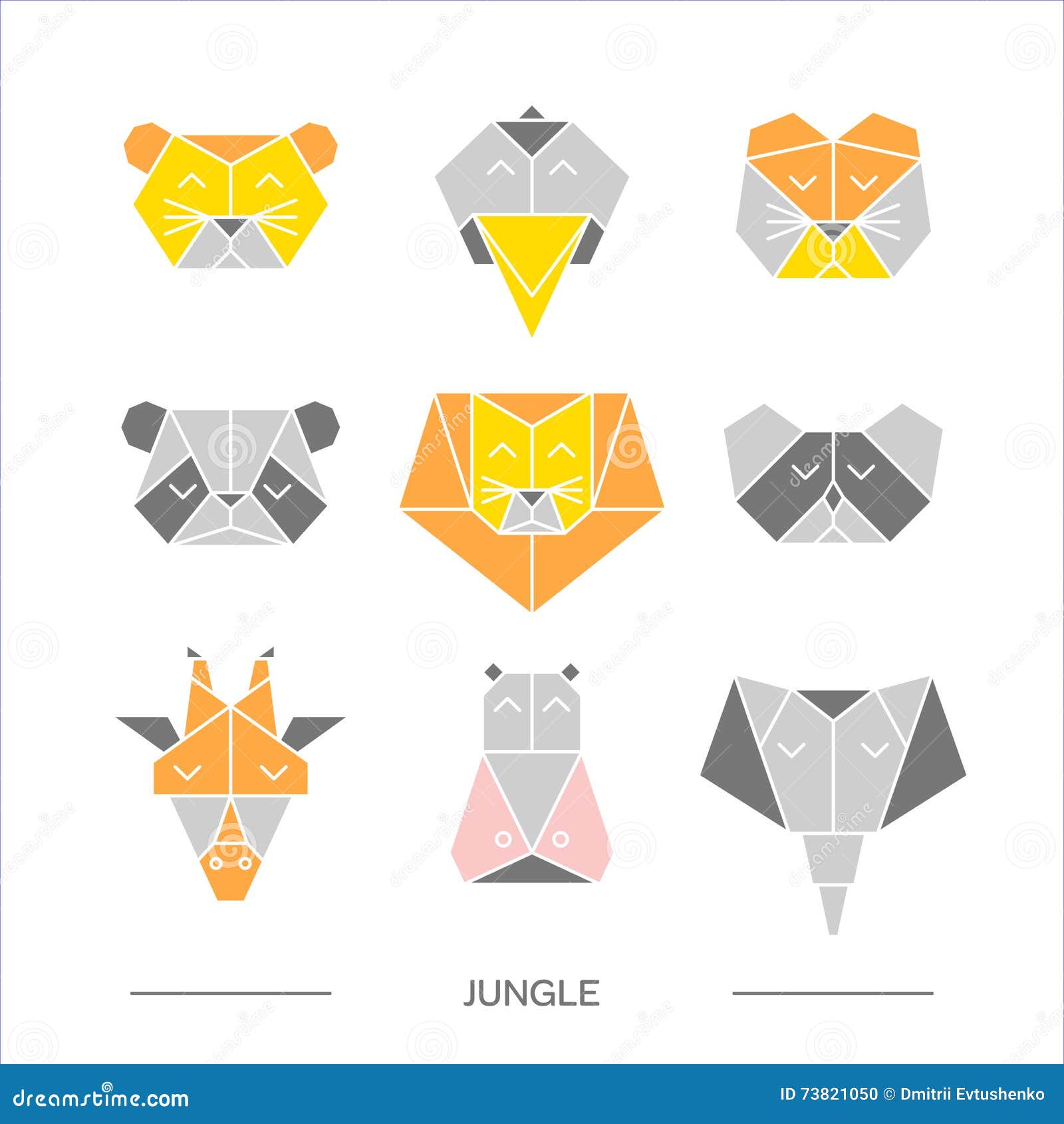Origami 10 De Jungle D'animaux Illustration de Vecteur Illustration