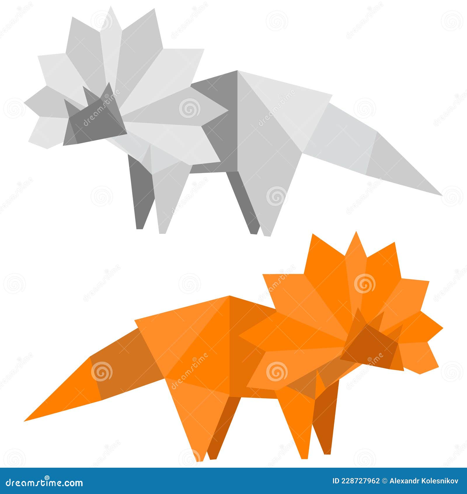 An Origami Dinosaur. Vector Illustration on a White Background Stock Vector  - Illustration of curves, decorative: 228727962