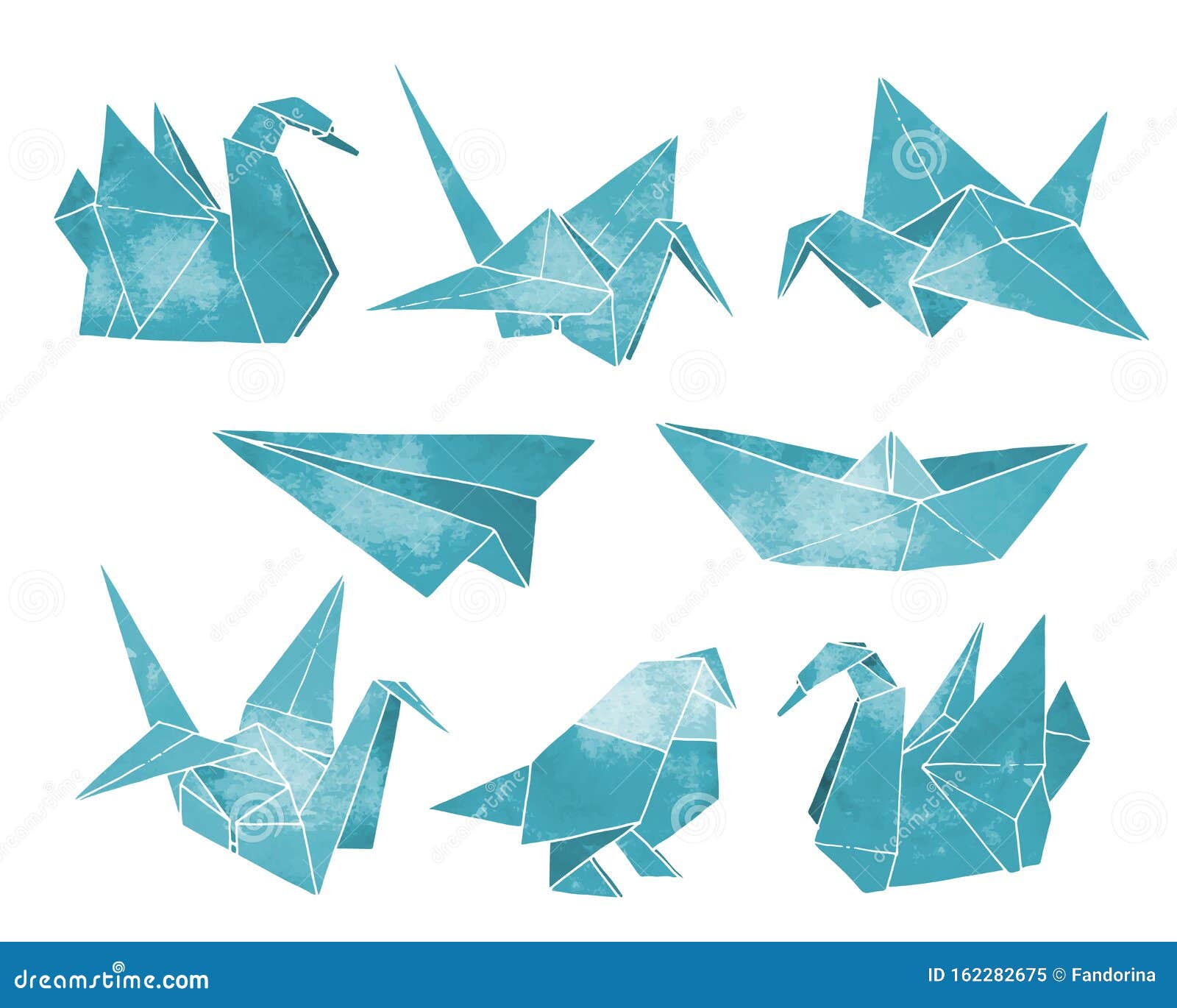 Download Origami Hand Drawn Vector Set, Watercolor Style Stock Vector - Illustration of graphic, folder ...