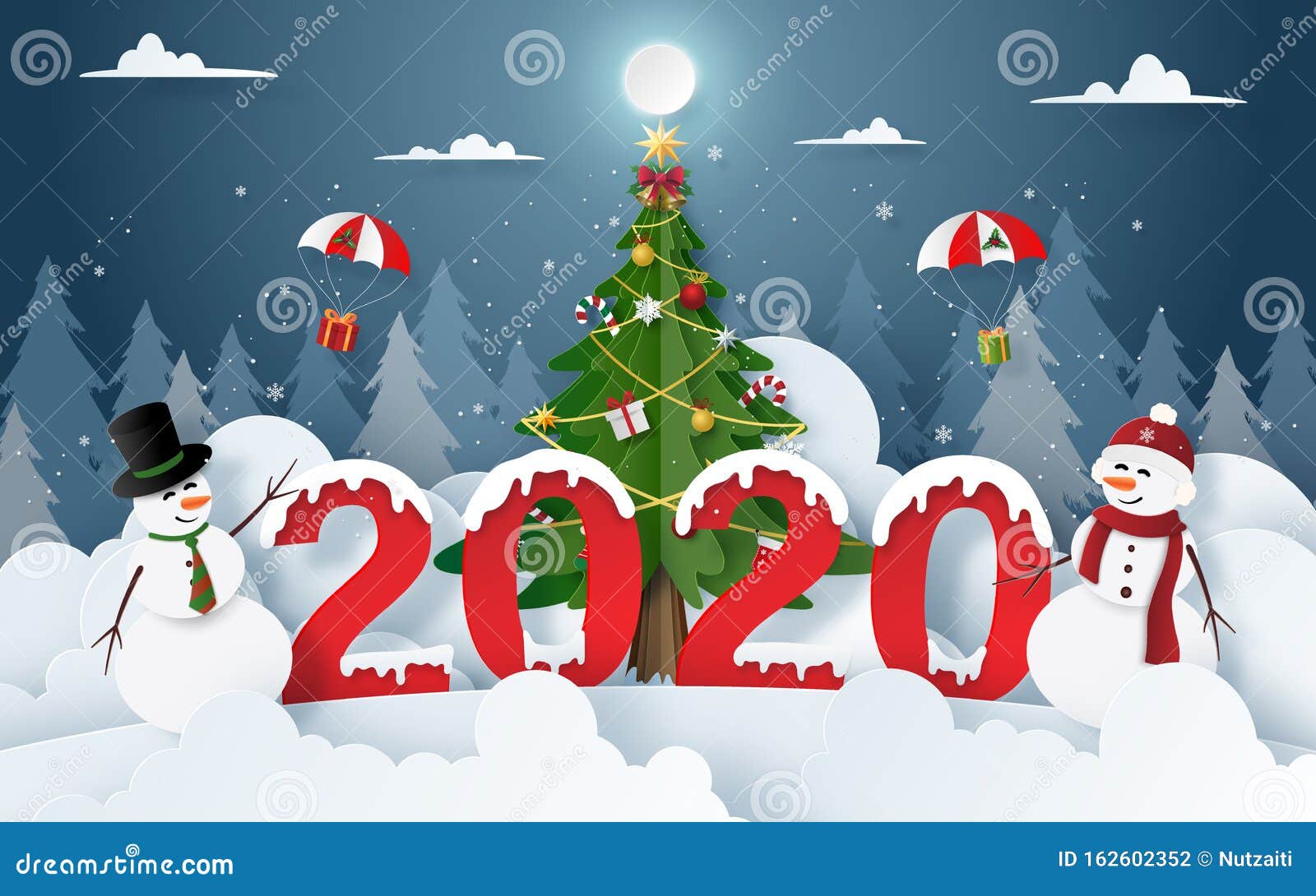 Origami Paper Arte De Snowman Con Navidad Y Año Nuevo 2020 En Nochebuena  Ilustración del Vector - Ilustración de corte, arte: 162602352