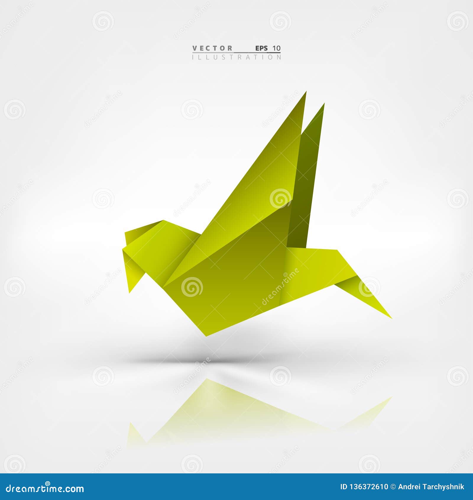 Origami Paper Bird on Abstract Background. Stock Vector Illustration
