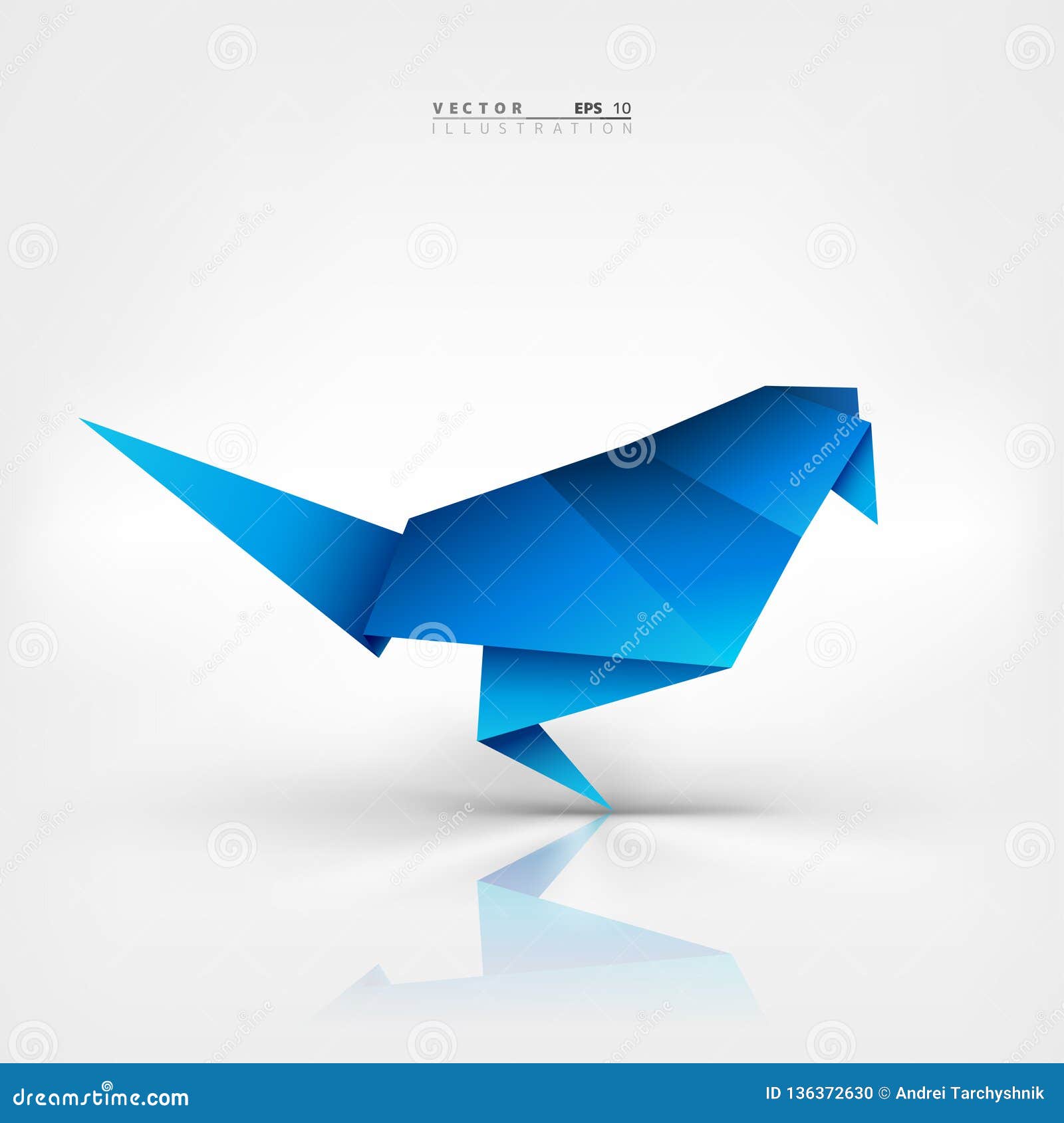 Origami Paper Bird on Abstract Background. Stock Vector Illustration