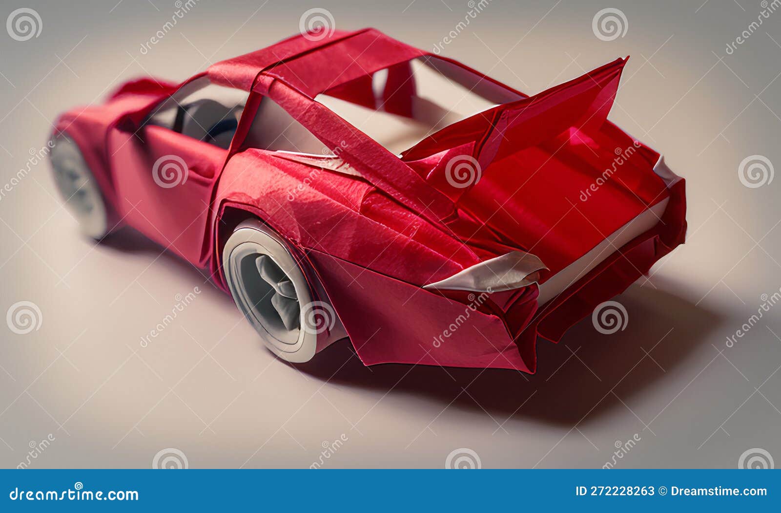 Origami Paper Model of a Red Car. Stock Illustration Illustration of