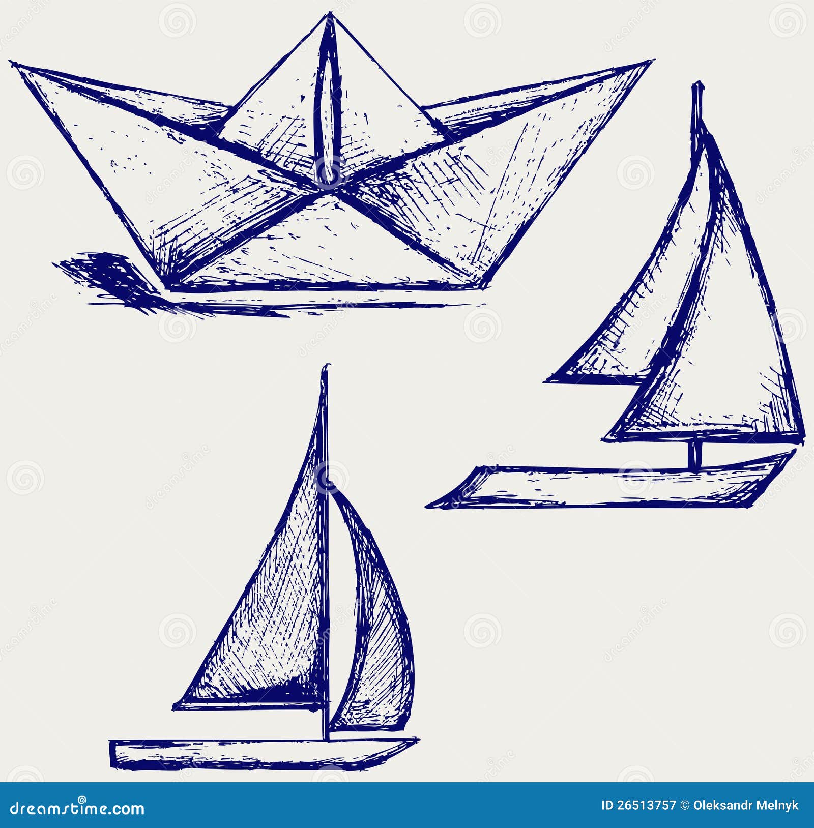 Origami Paper Ship And Sailboat Sailing Stock Vector 