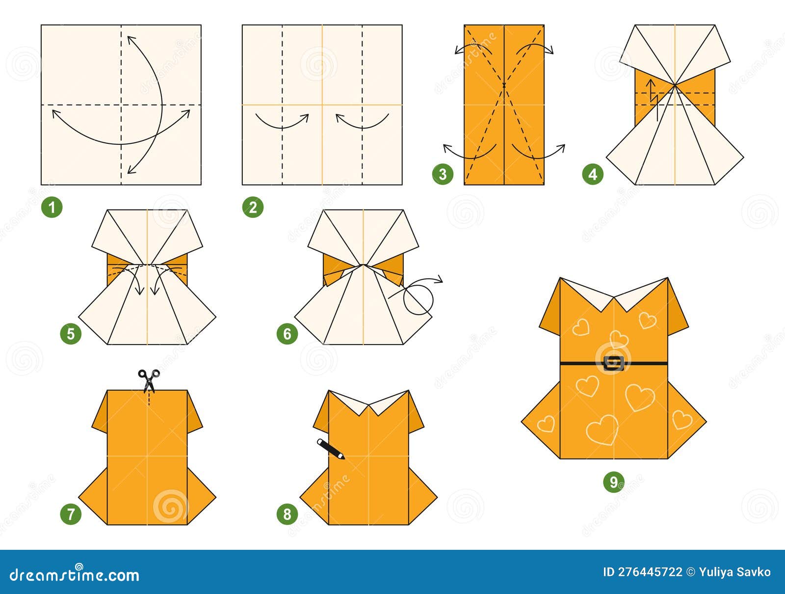 Origami Tutorial for Kids. Origami Cute Dress. Stock Vector ...