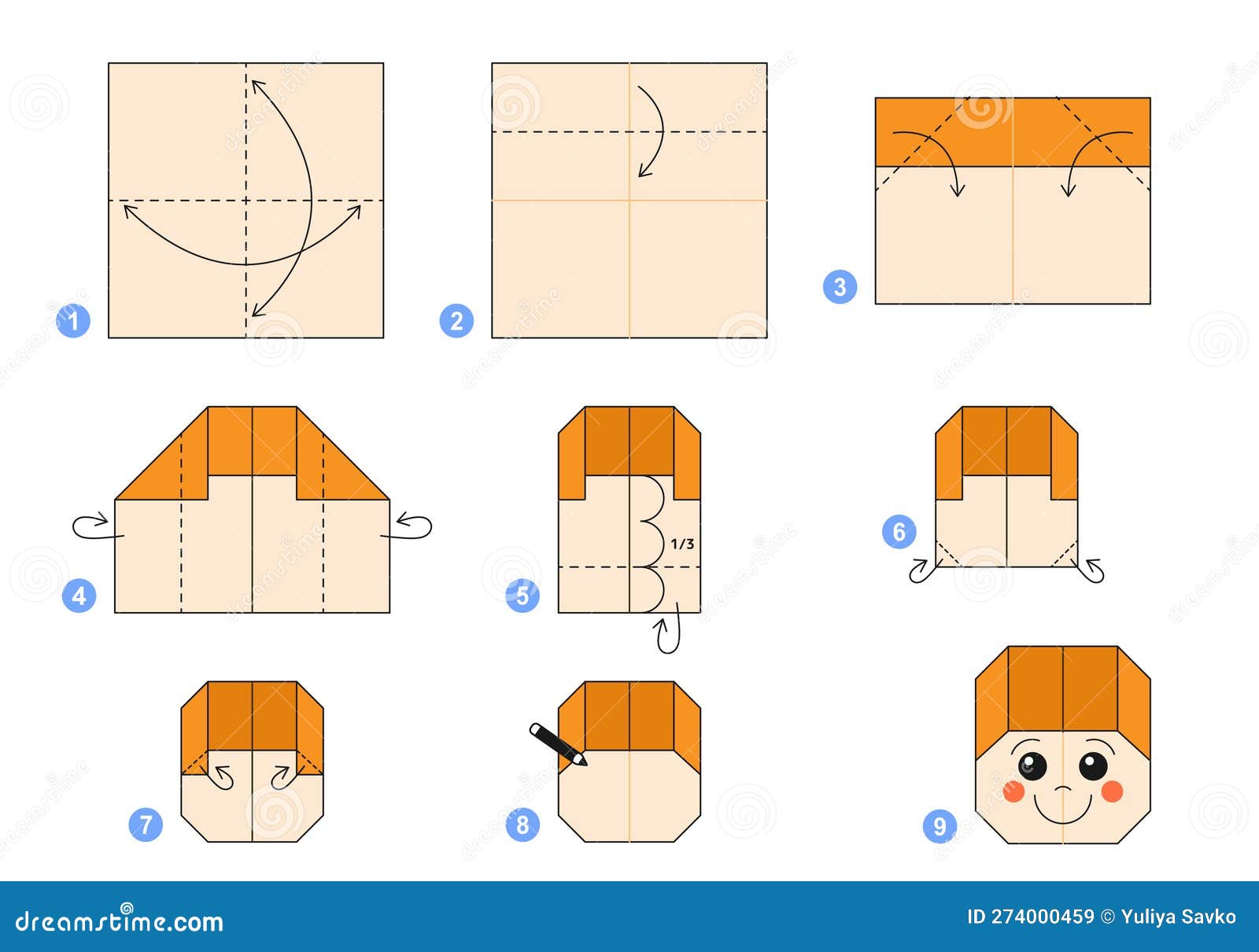 Origami Tutorial Per Bambini. Origami. Illustrazione Vettoriale -  Illustrazione di fumetto, giappone: 274000459