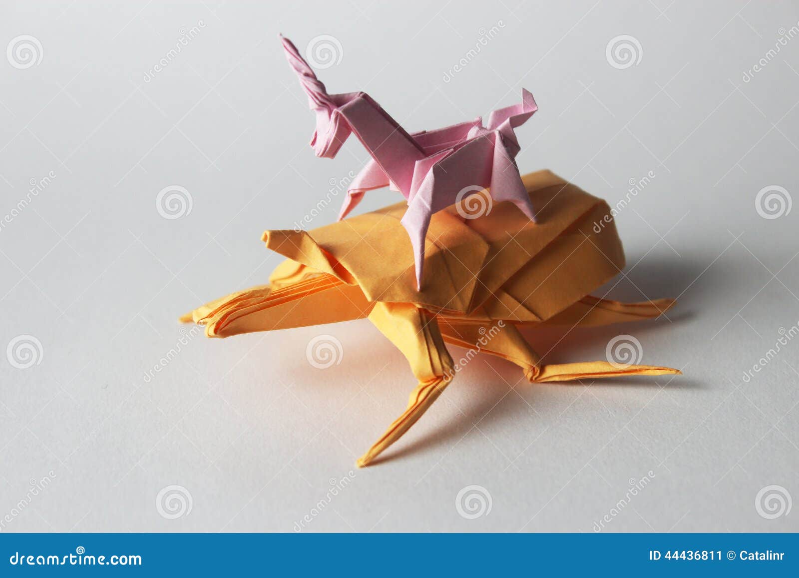 Origami Unicorn Riding Origami Bug Stock Image - Image of crazy, icon ...