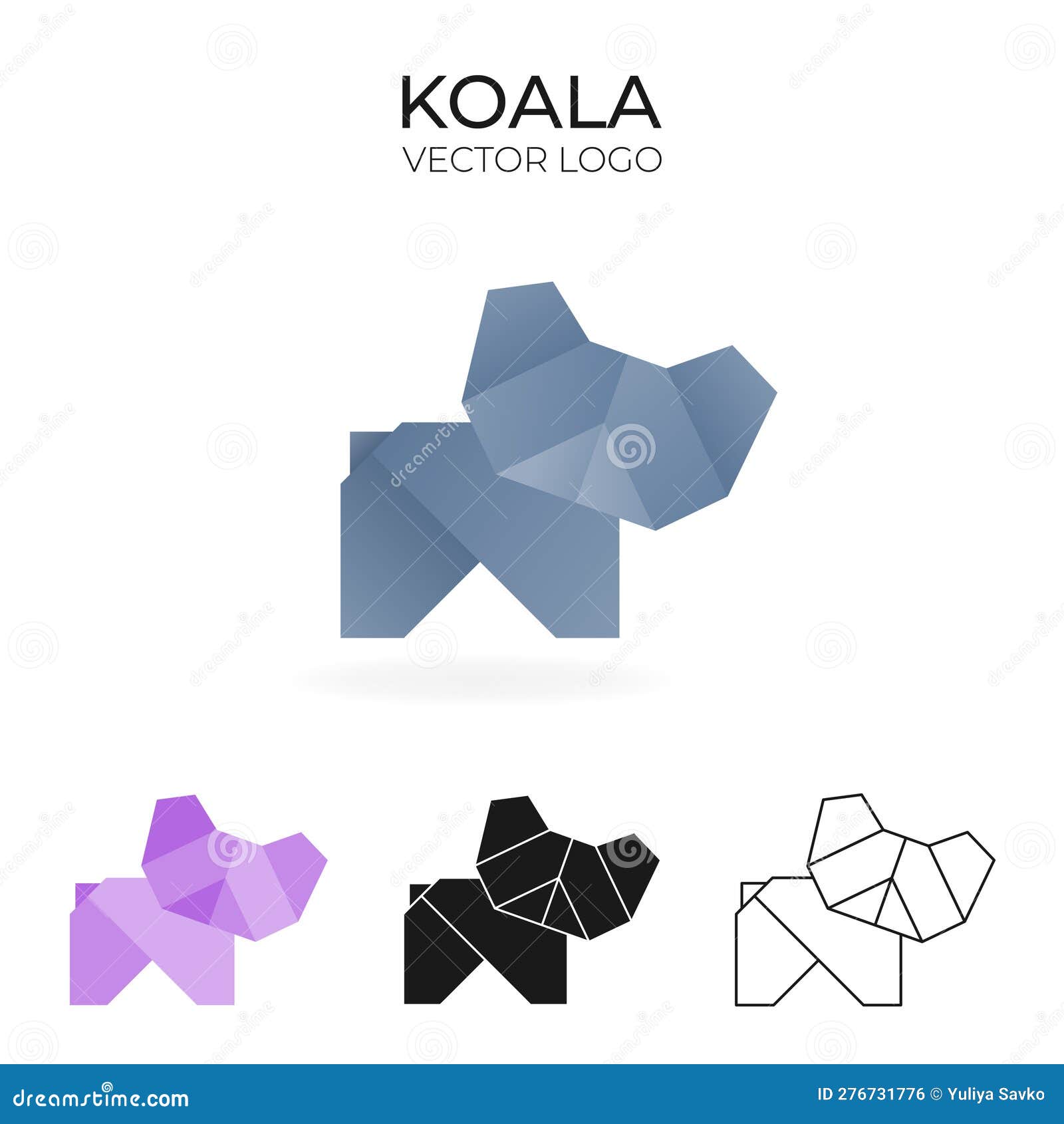 origami  logo and icon with koala.