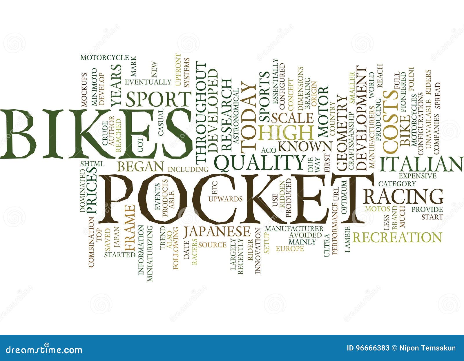 The Origin of Pocket Bikes Text Background Word Cloud Concept Stock