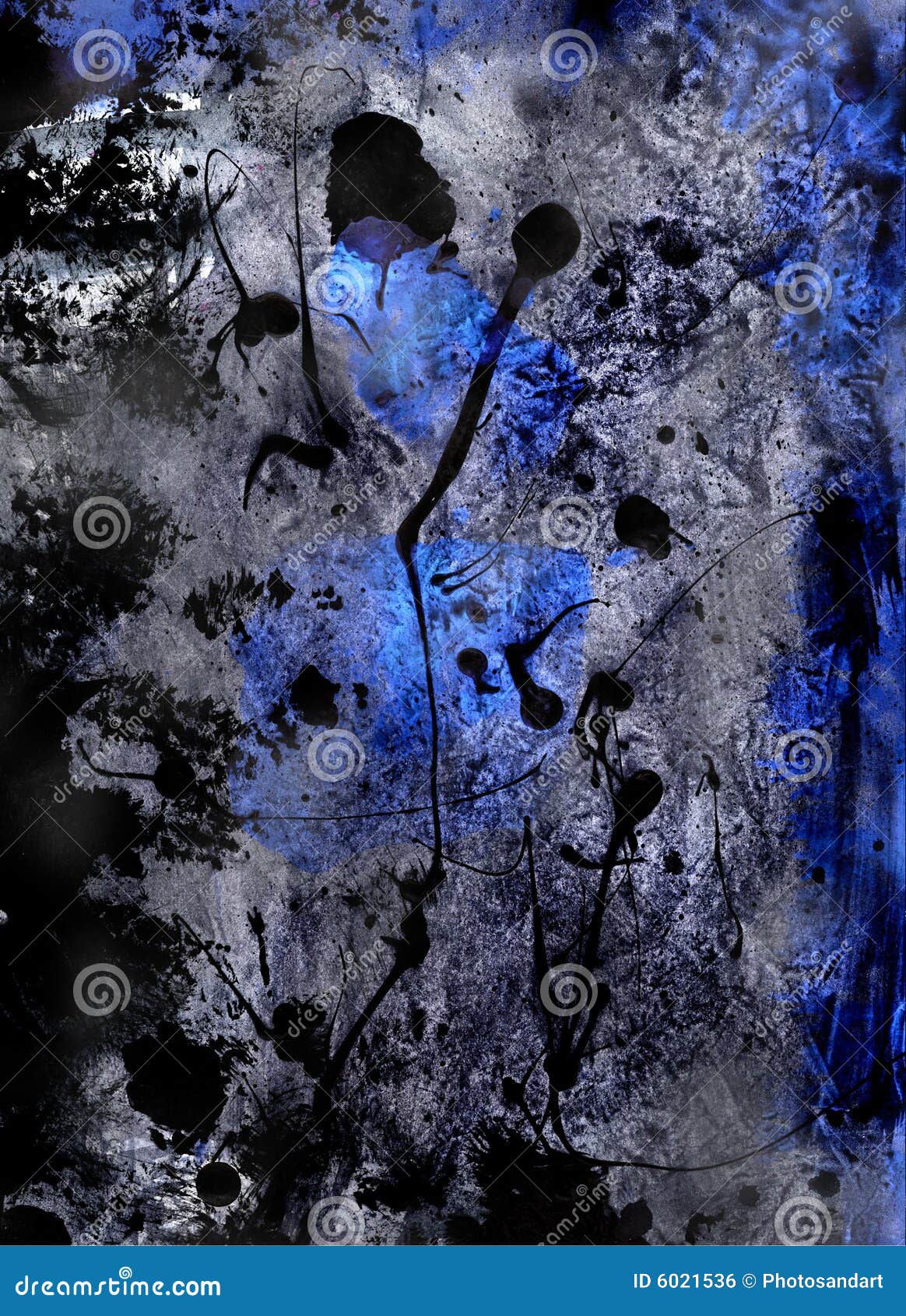 Original Blue Pen and Ink Drawing Stock Photo Image of grungey, forms