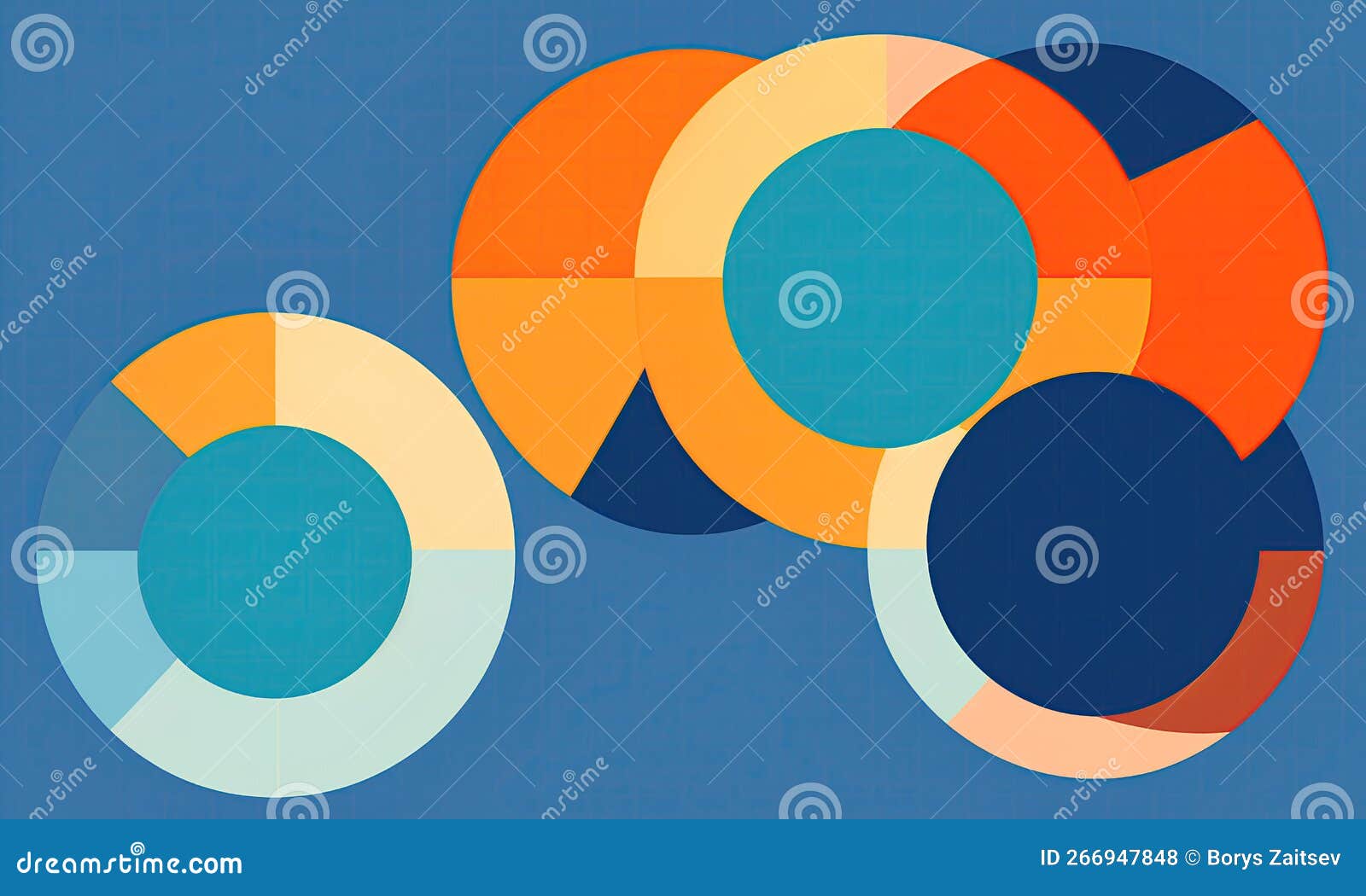 Original Composition of Bright Circles on a Blue Background, Generated