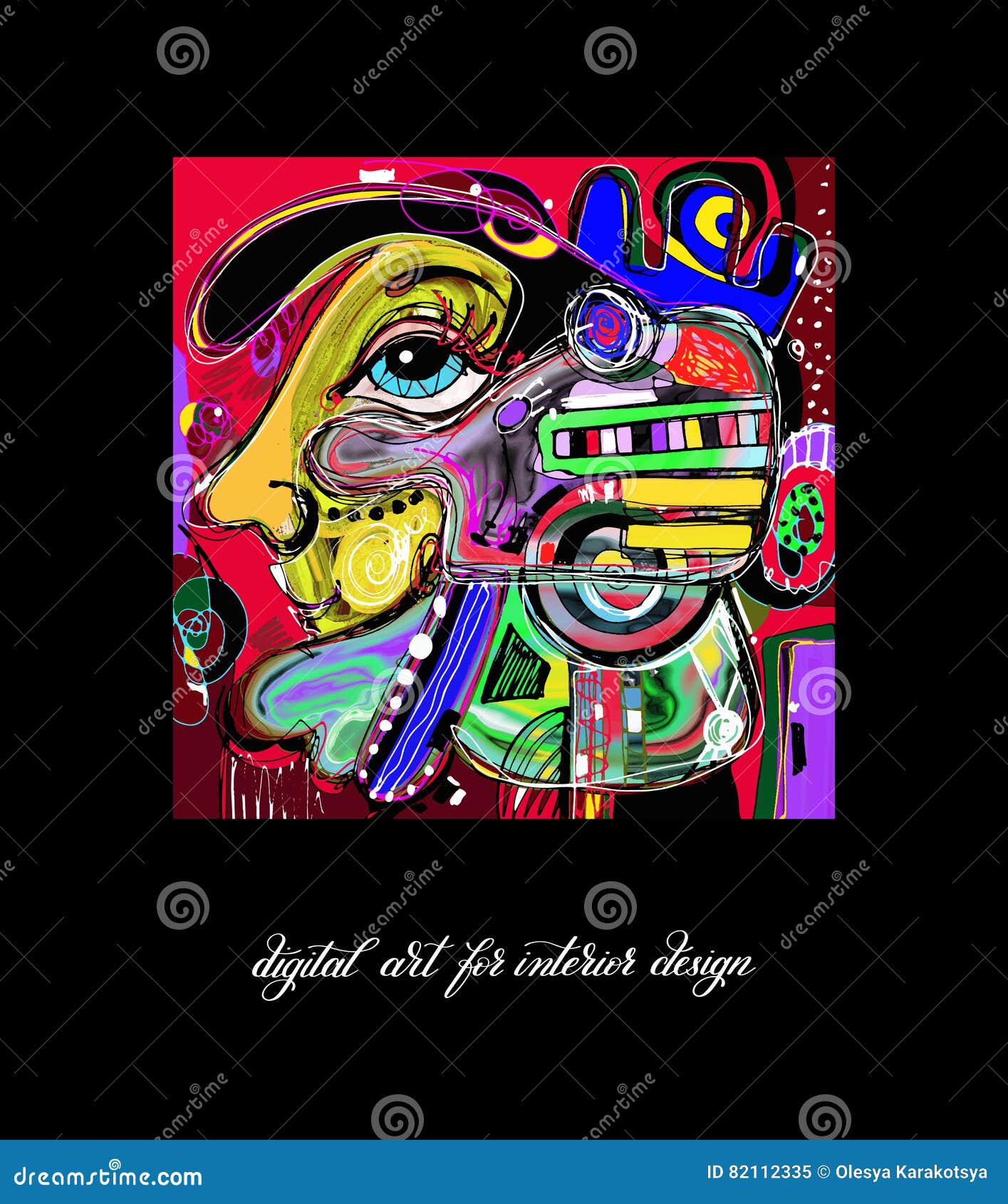 Original Contemporary Digital Painting Artwork To Printable Wall Stock